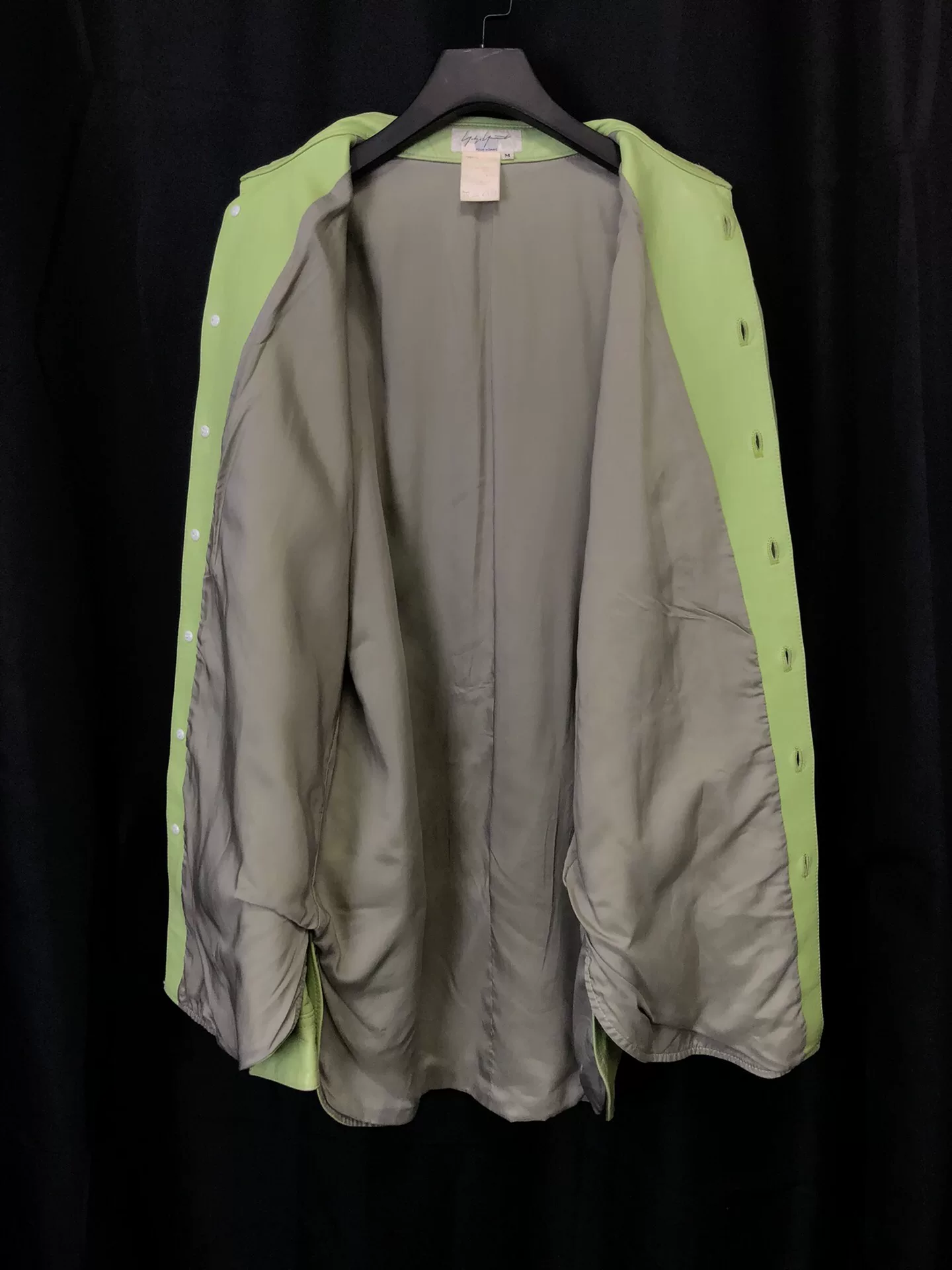 Yohji Yamamoto 97AW Apple Green Leather Shirt — back