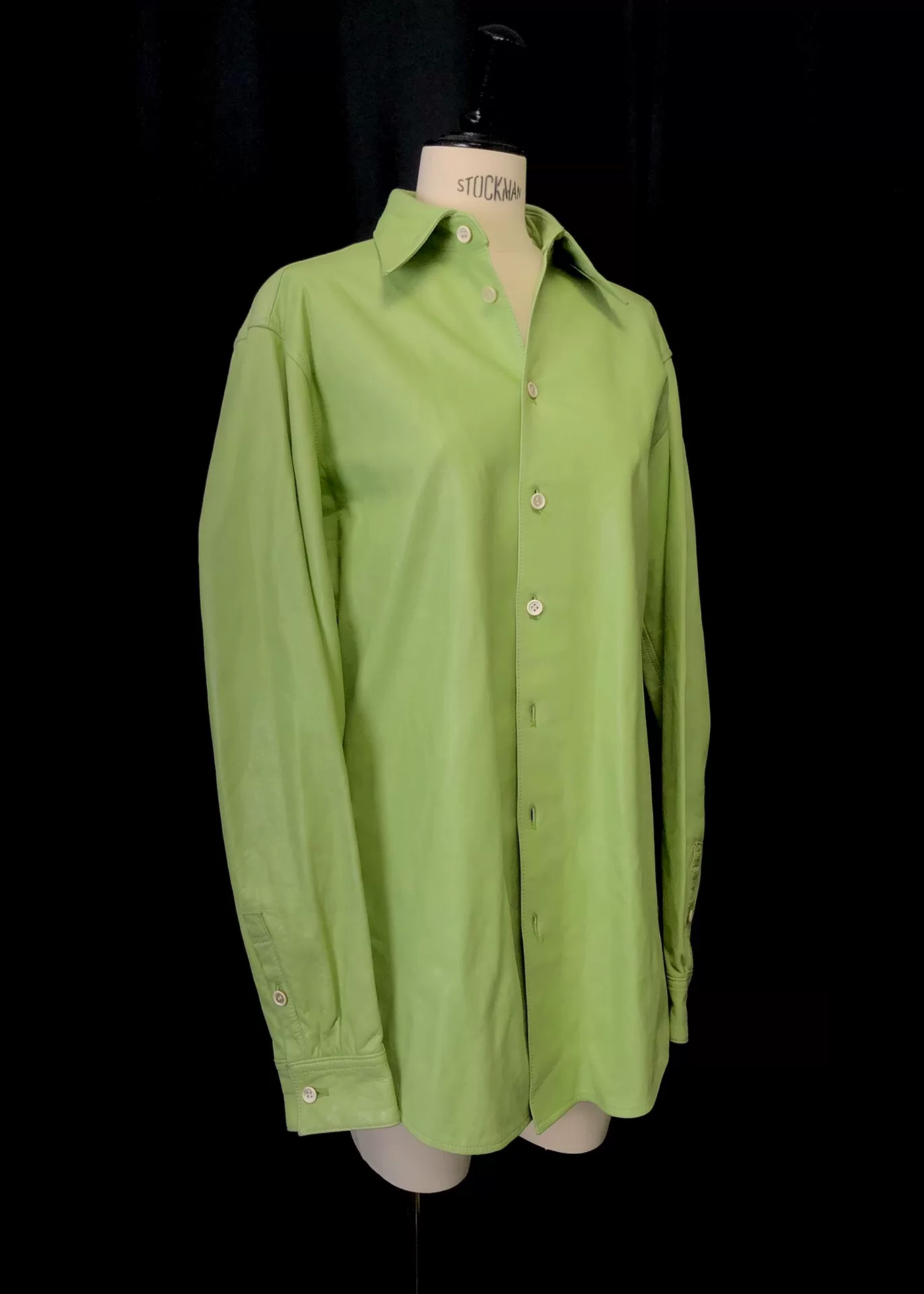 Yohji Yamamoto 97AW Apple Green Leather Shirt — front