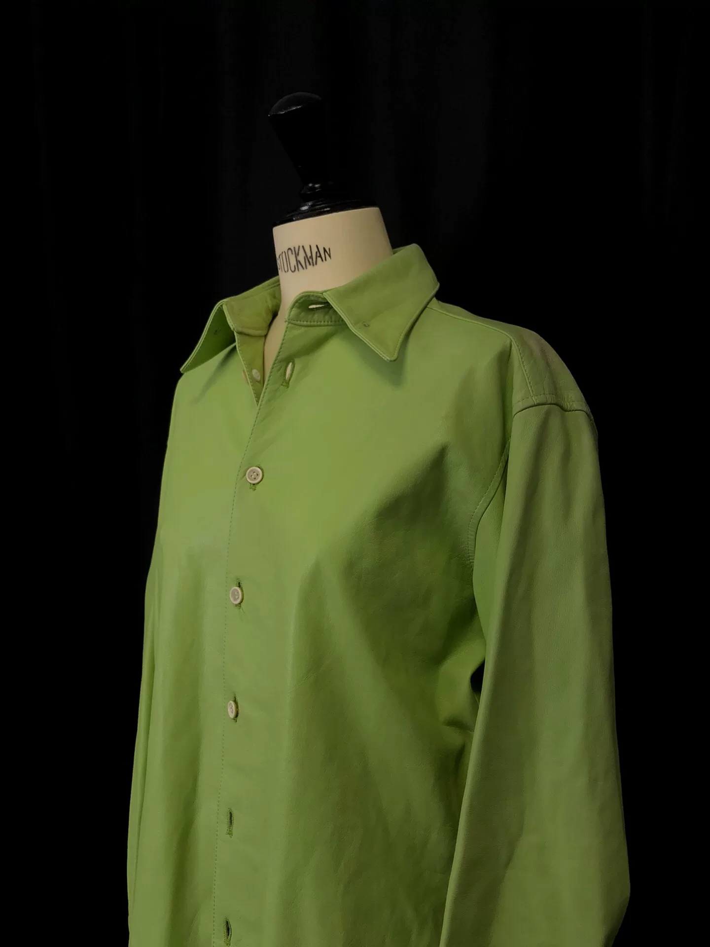 Yohji Yamamoto 97AW Apple Green Leather Shirt — label