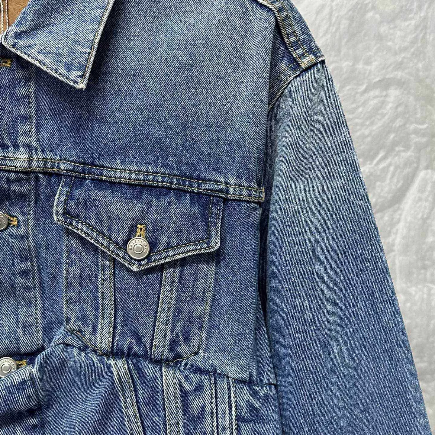 Balenciaga Pleated Denim Jacket — back
