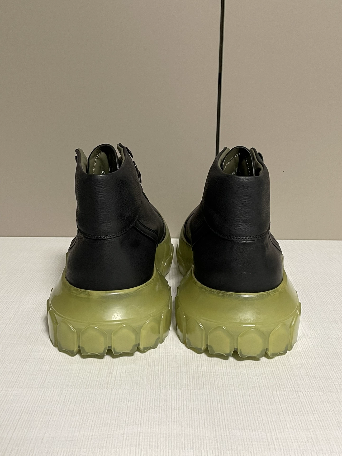 Rick Owens Tractor High-Top Sneakers — label