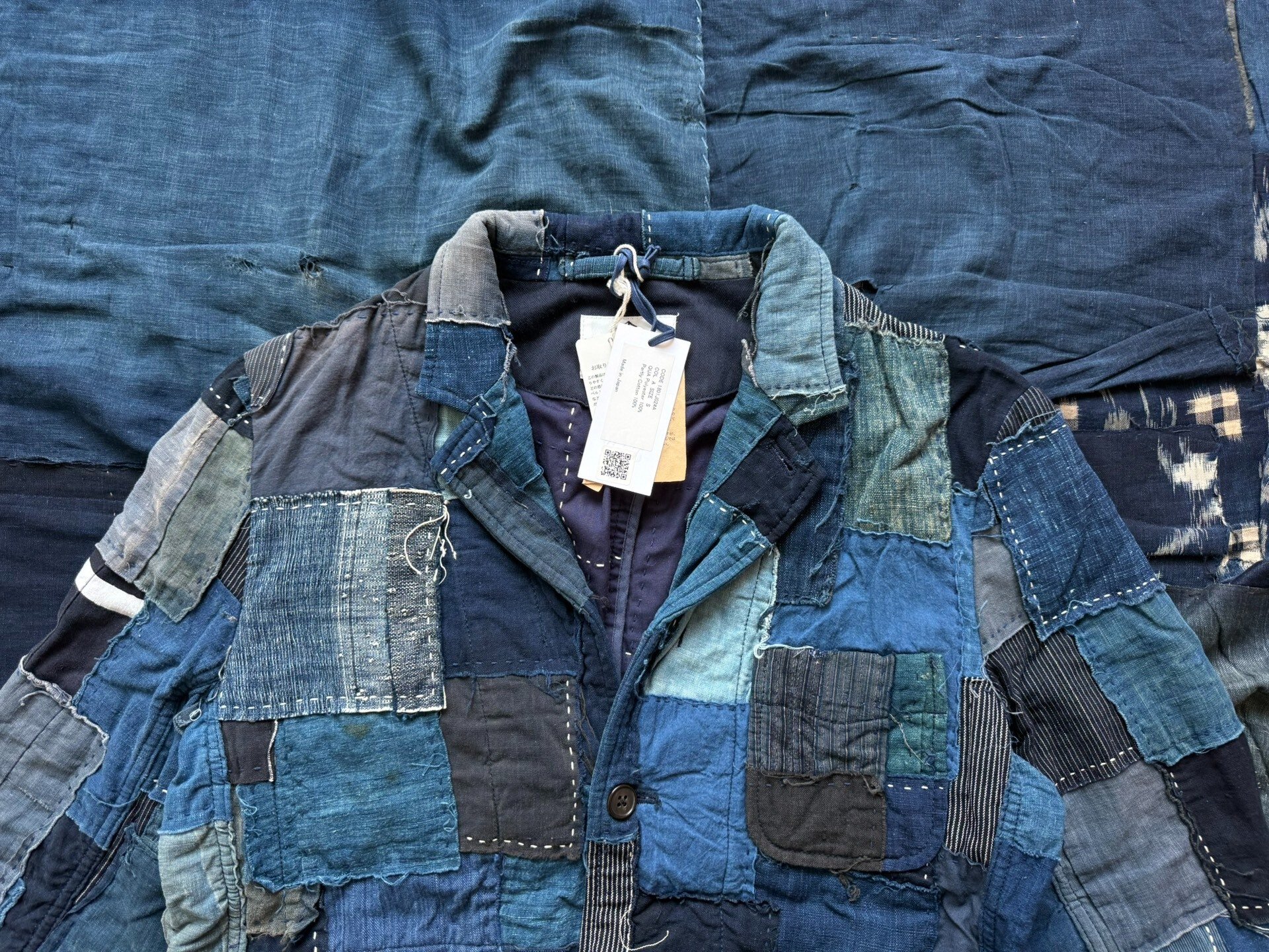 Kuon 22AW Distressed Sashiko Patchwork Blazer — label