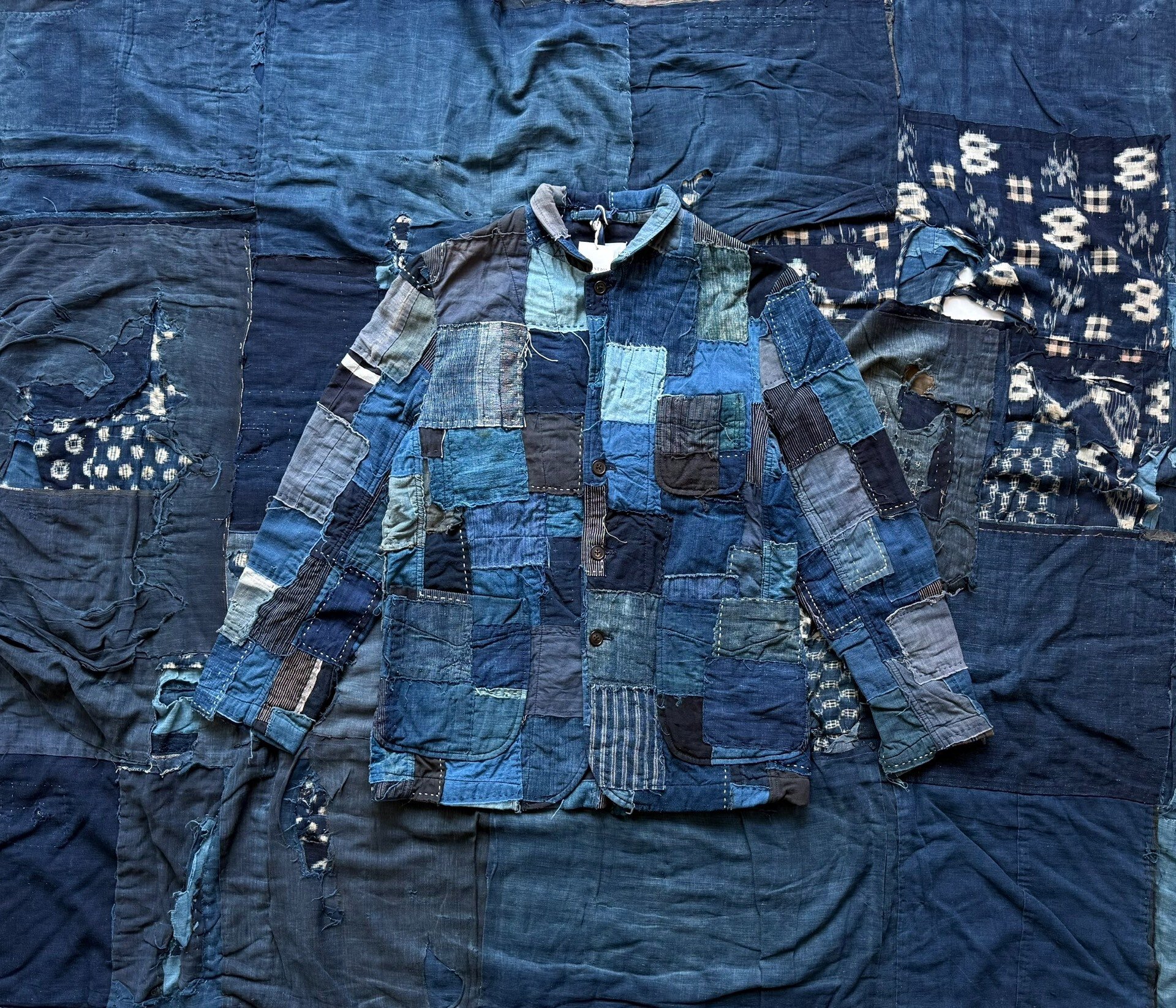 Kuon 22AW Distressed Sashiko Patchwork Blazer — front