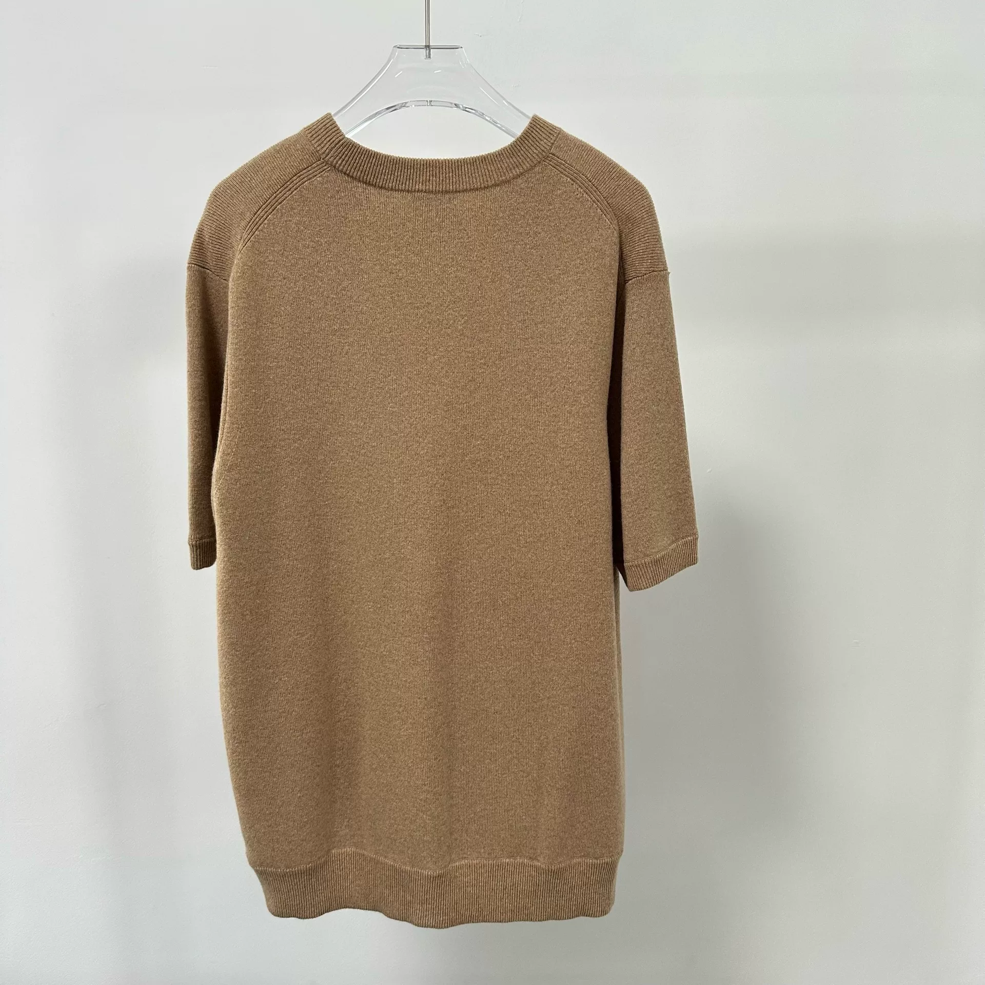 Burberry Brown Short-Sleeve Knit Sweater — label