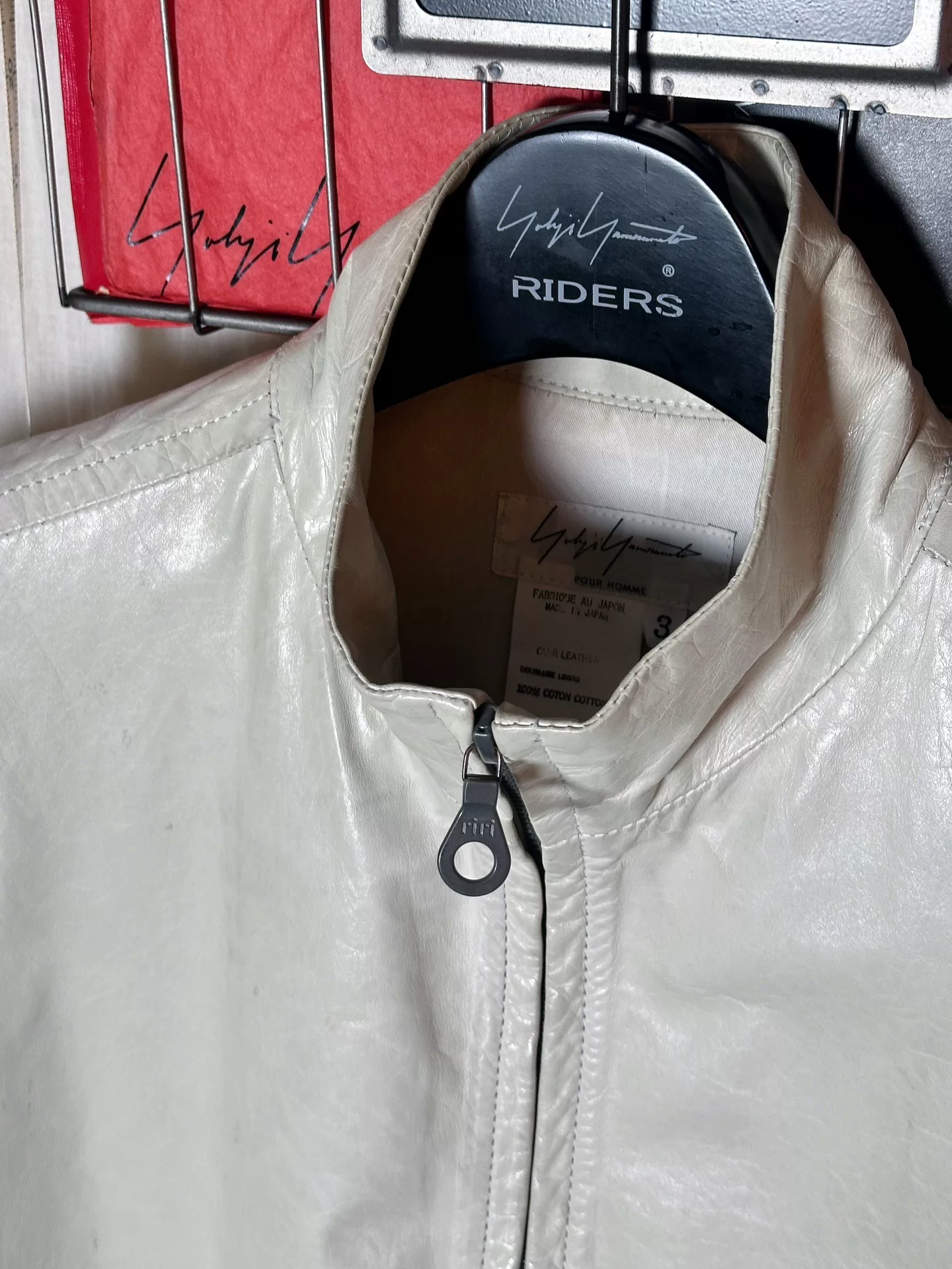 Yohji Yamamoto 02AW Cream Cowhide Jacket — label