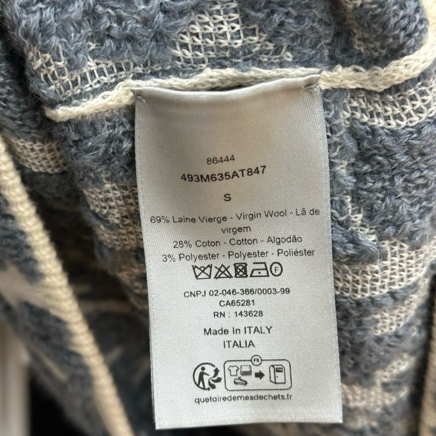 Dior SS24 Zip Monogram Towel Sweater — label