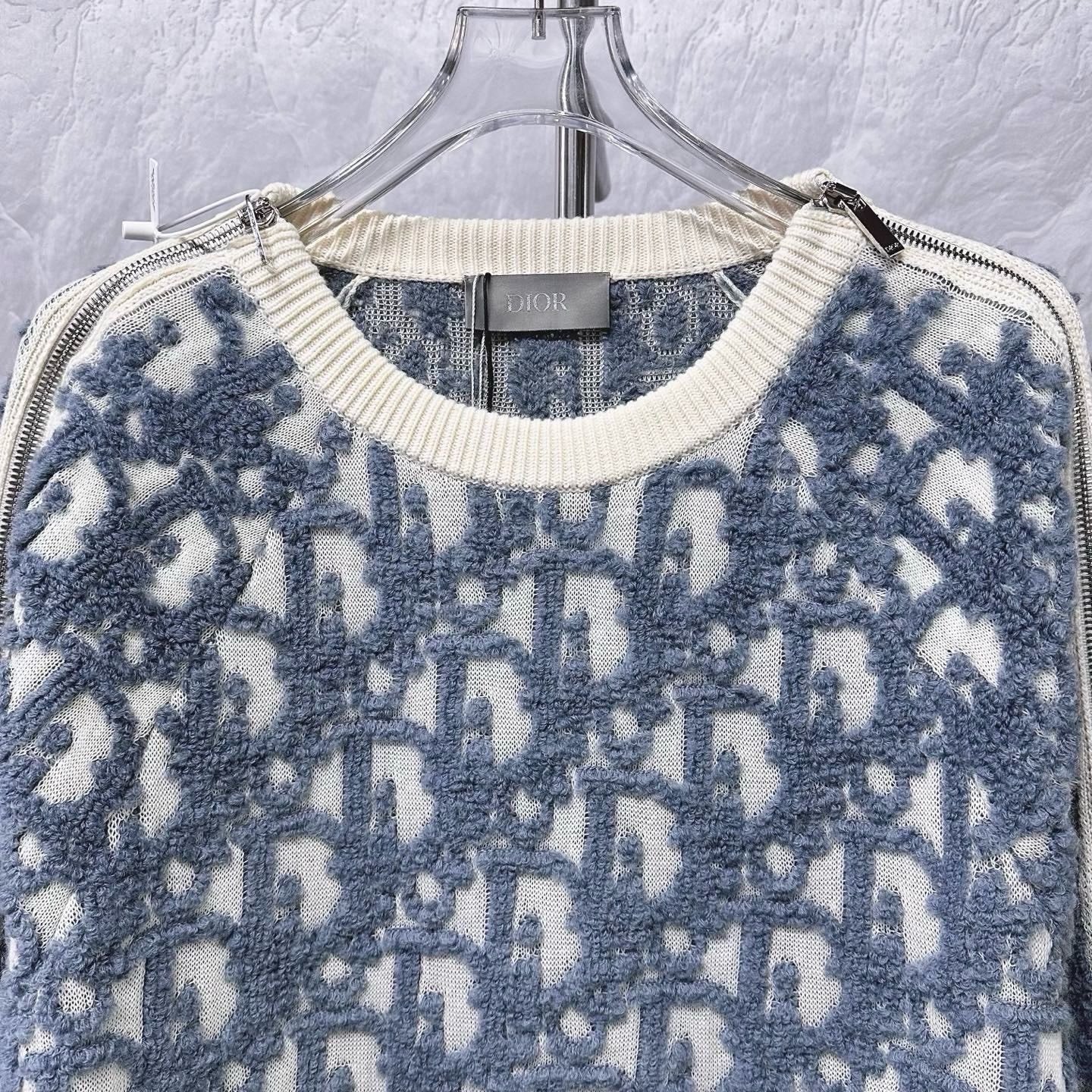 Dior SS24 Zip Monogram Towel Sweater — front