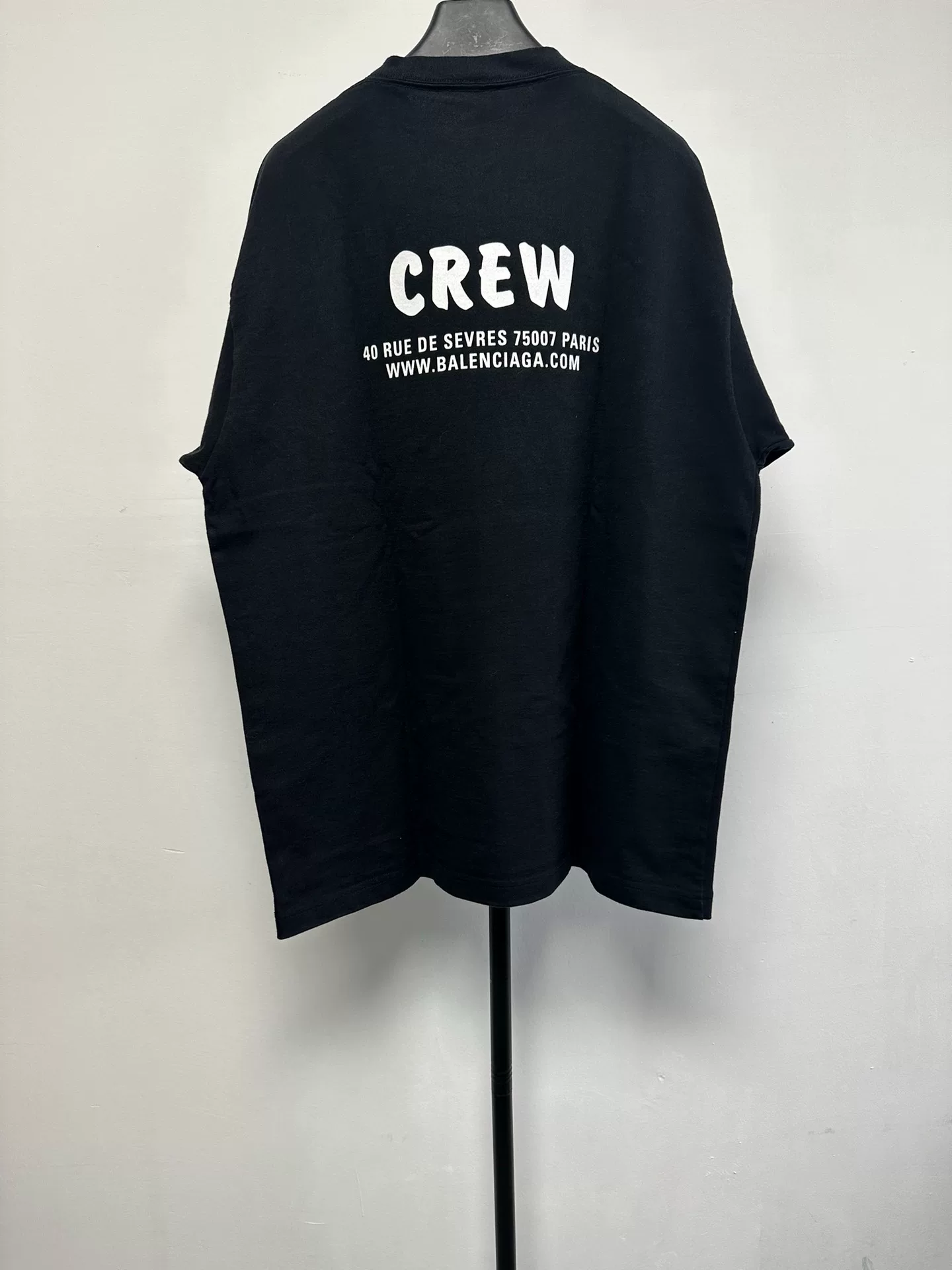 Balenciaga Crew Print Loose Drop Shoulder T-shirt — front