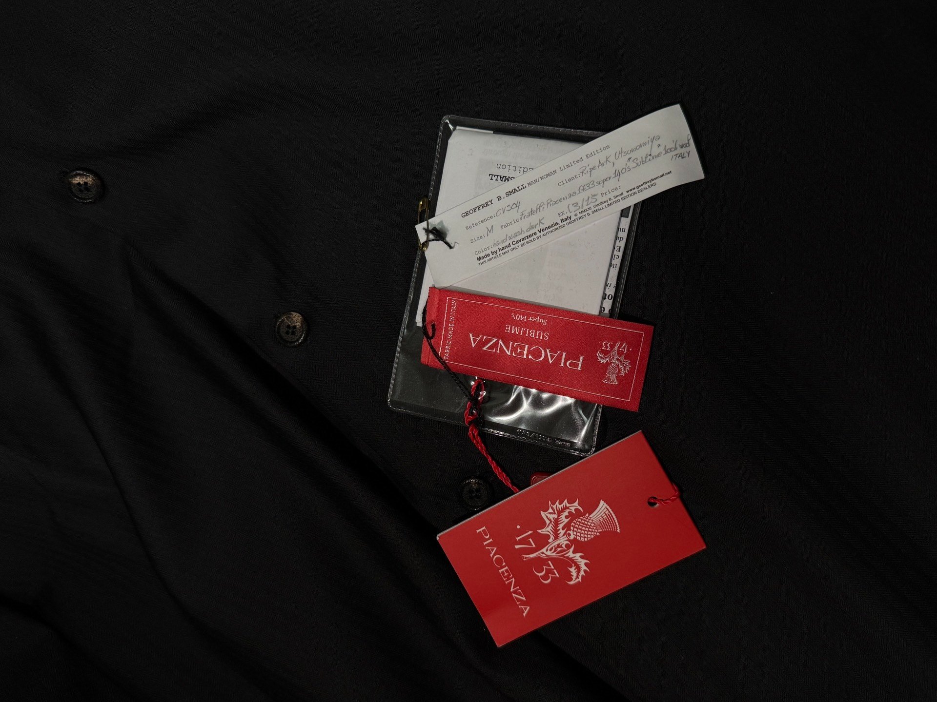 Geoffrey b Piacenza 140s Haori Shirt Jacket — label