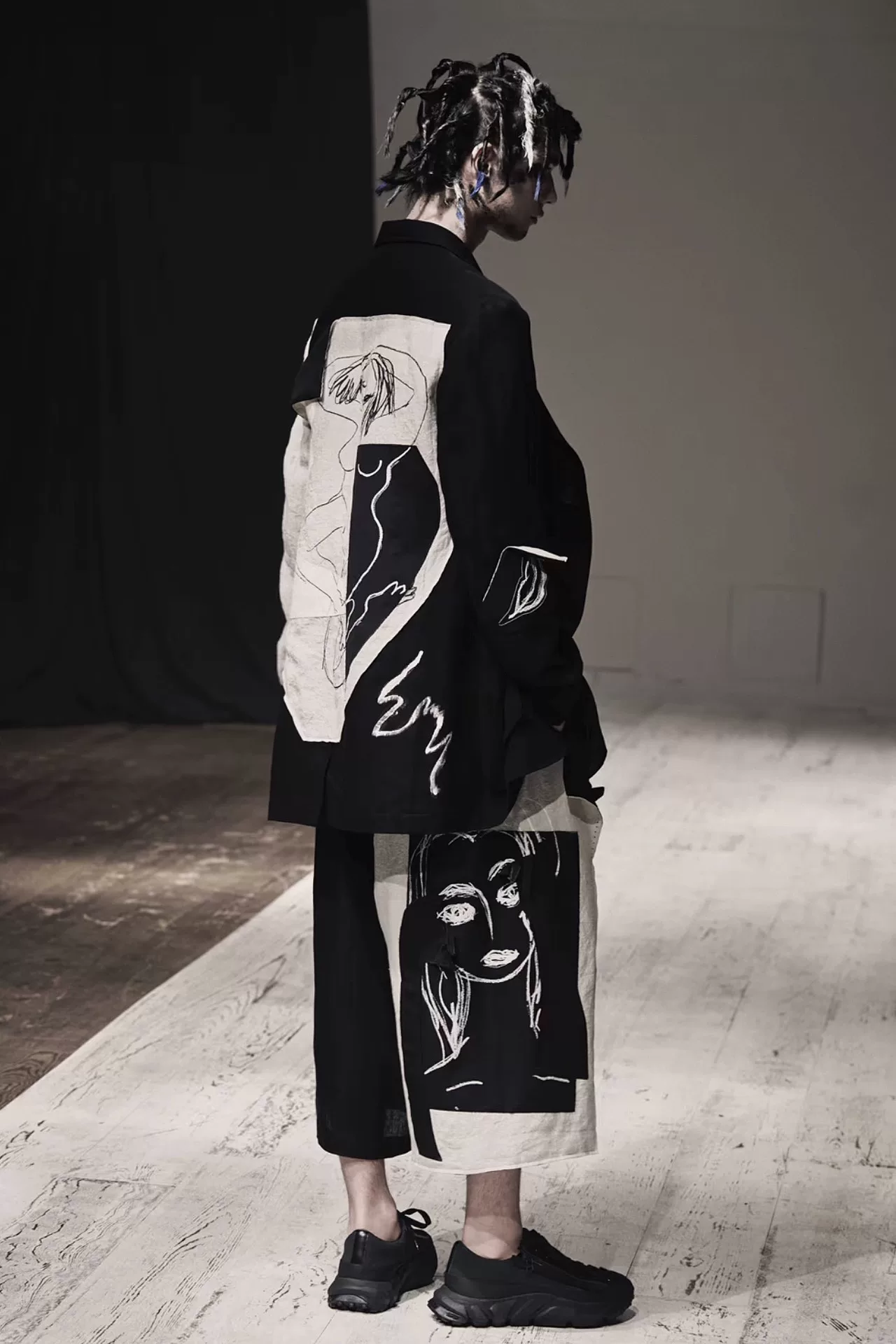 Yohji Yamamoto 22SS Asymmetrical Patchwork Coat — back