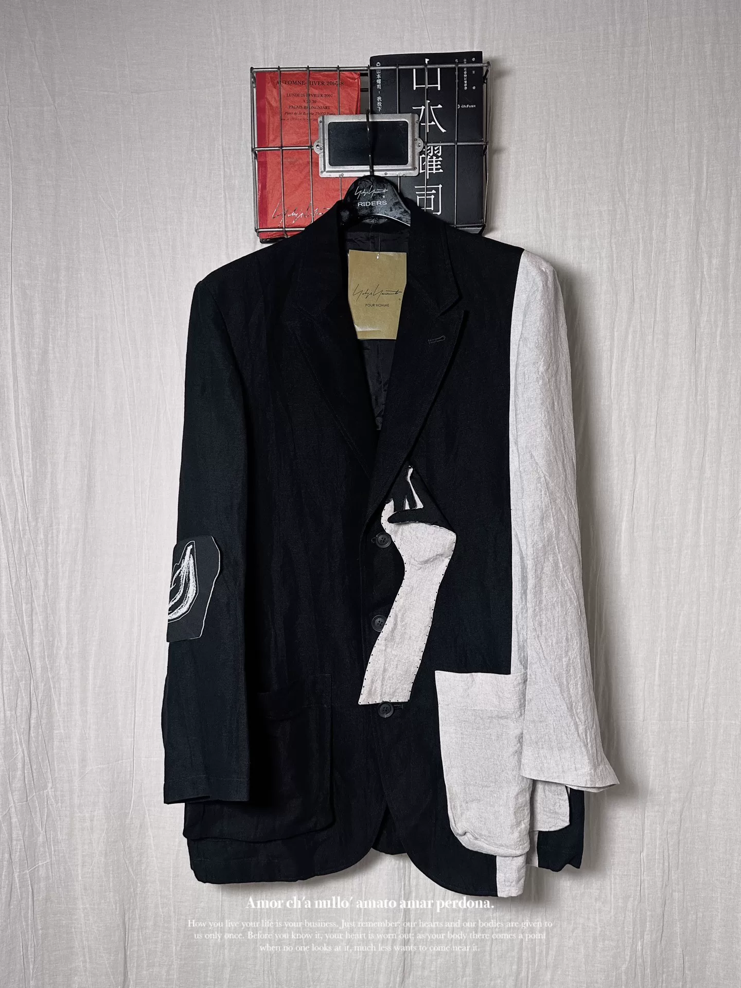 Yohji Yamamoto 22SS Asymmetrical Patchwork Coat — front