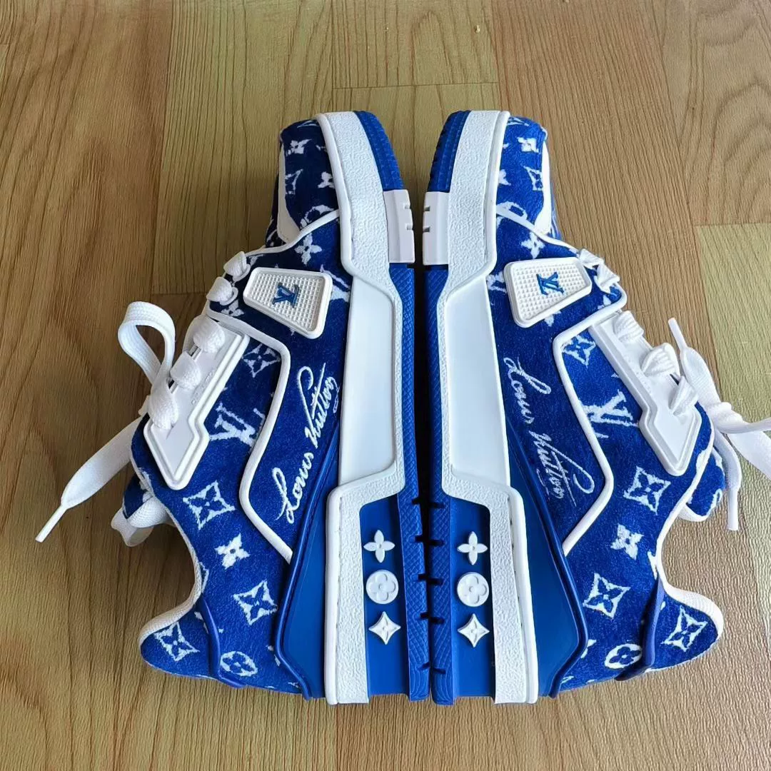 Louis Vuitton Blue White Velvet Trainer — detail