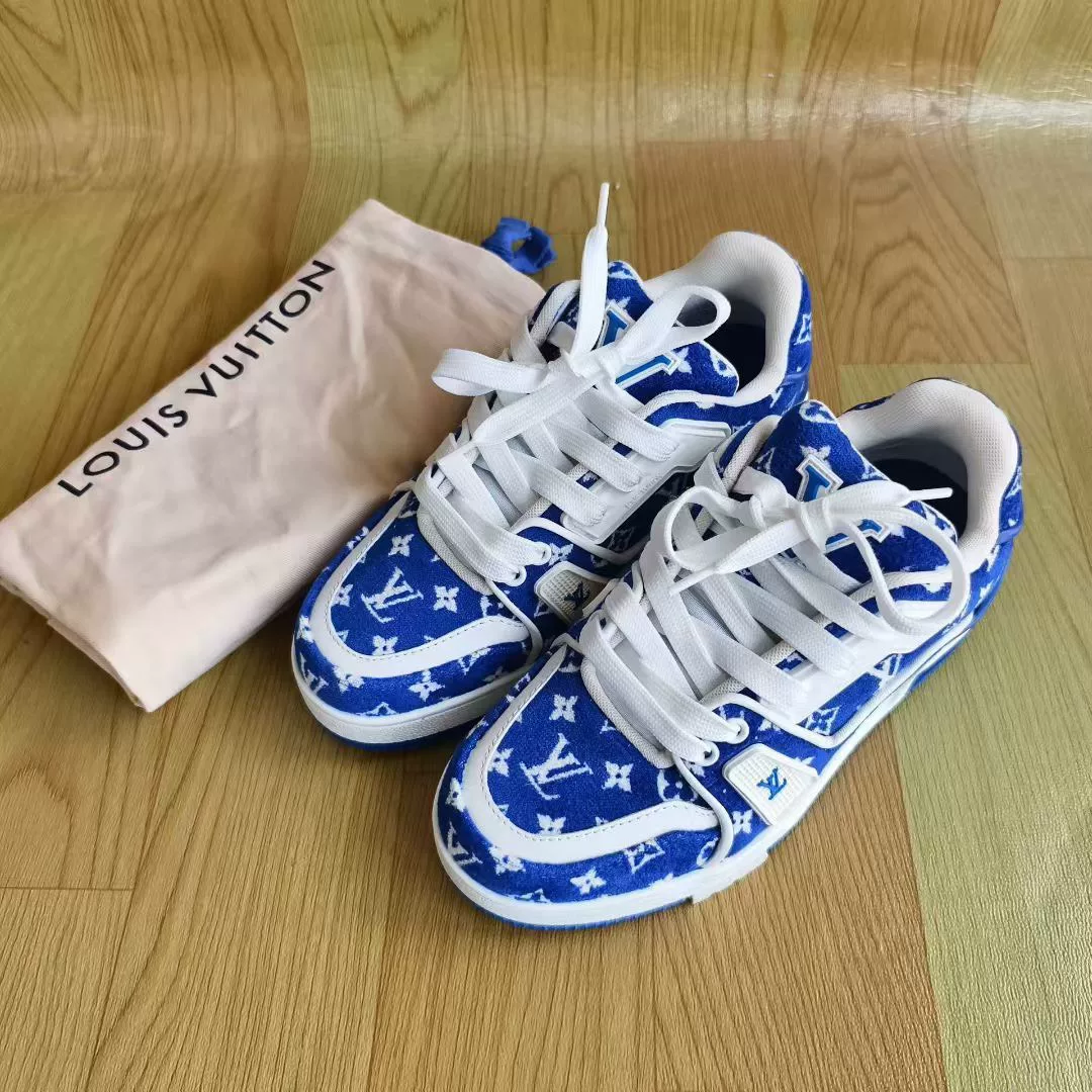 Louis Vuitton Blue White Velvet Trainer