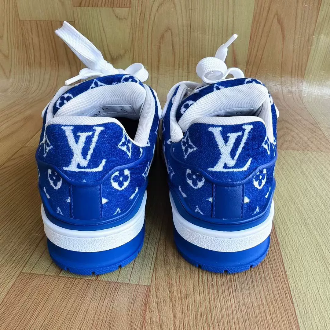 Louis Vuitton Blue White Velvet Trainer — label