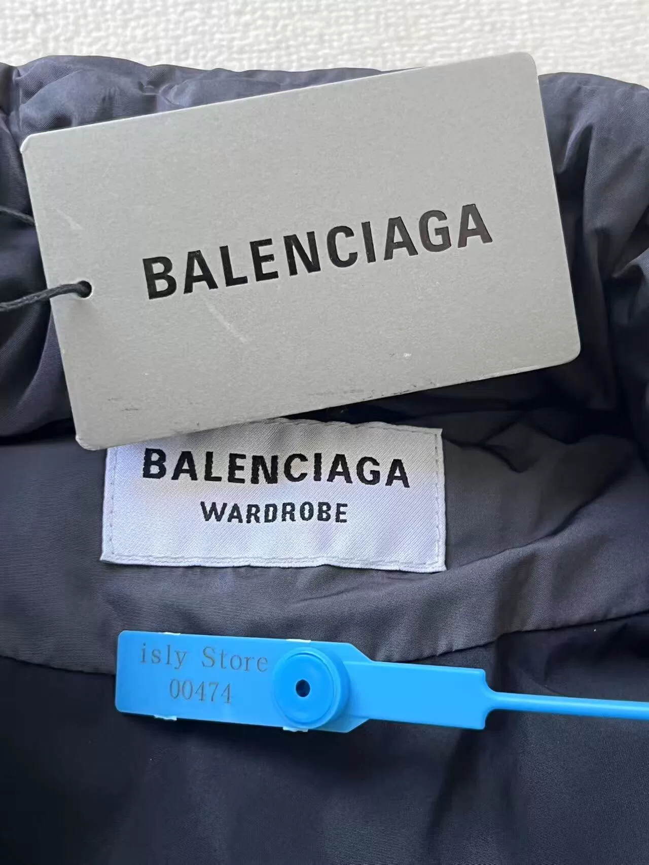 Balenciaga Gray Puffer Jacket — label