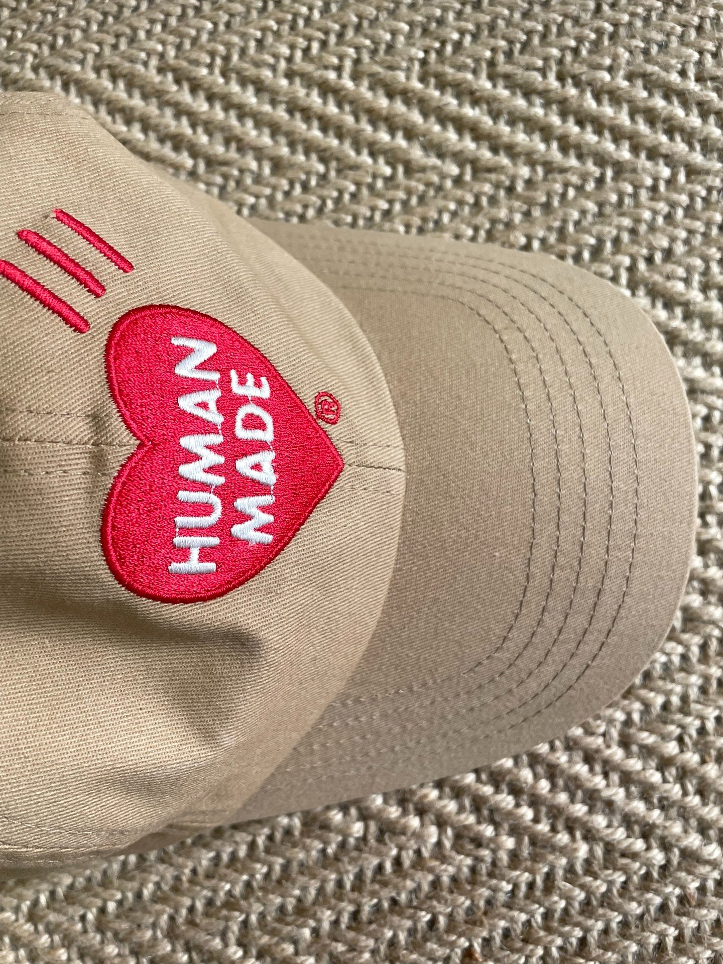 Human Made 6 Panel Red Heart Logo Cap — label