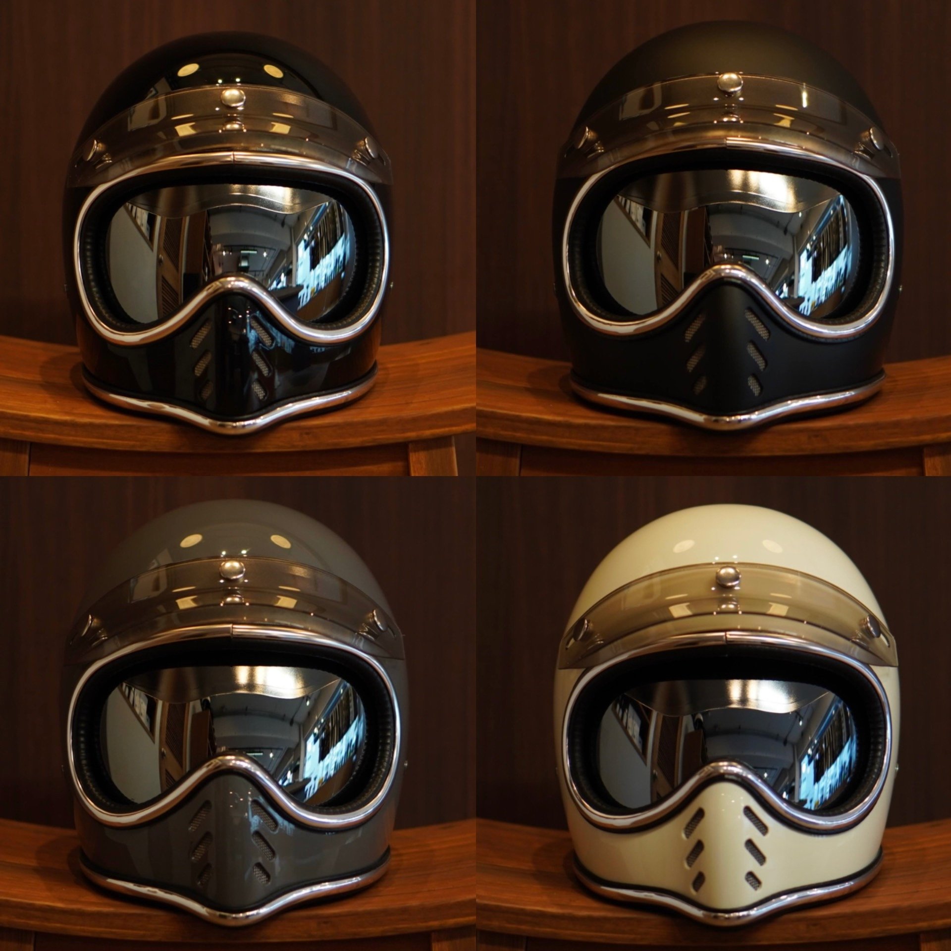 NO BUDZ BURST CHROME CROSS Retro Moto Helmet — detail