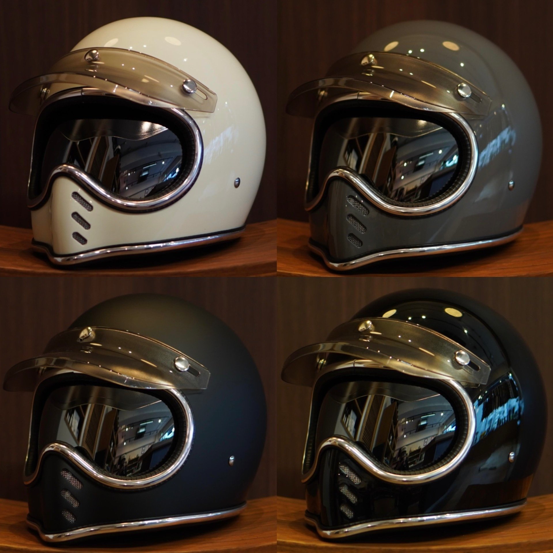 NO BUDZ BURST CHROME CROSS Retro Moto Helmet — back