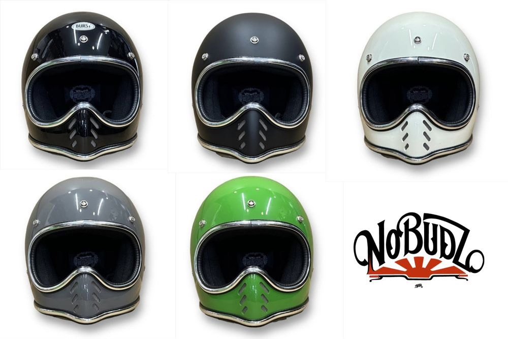 NO BUDZ BURST CHROME CROSS Retro Moto Helmet