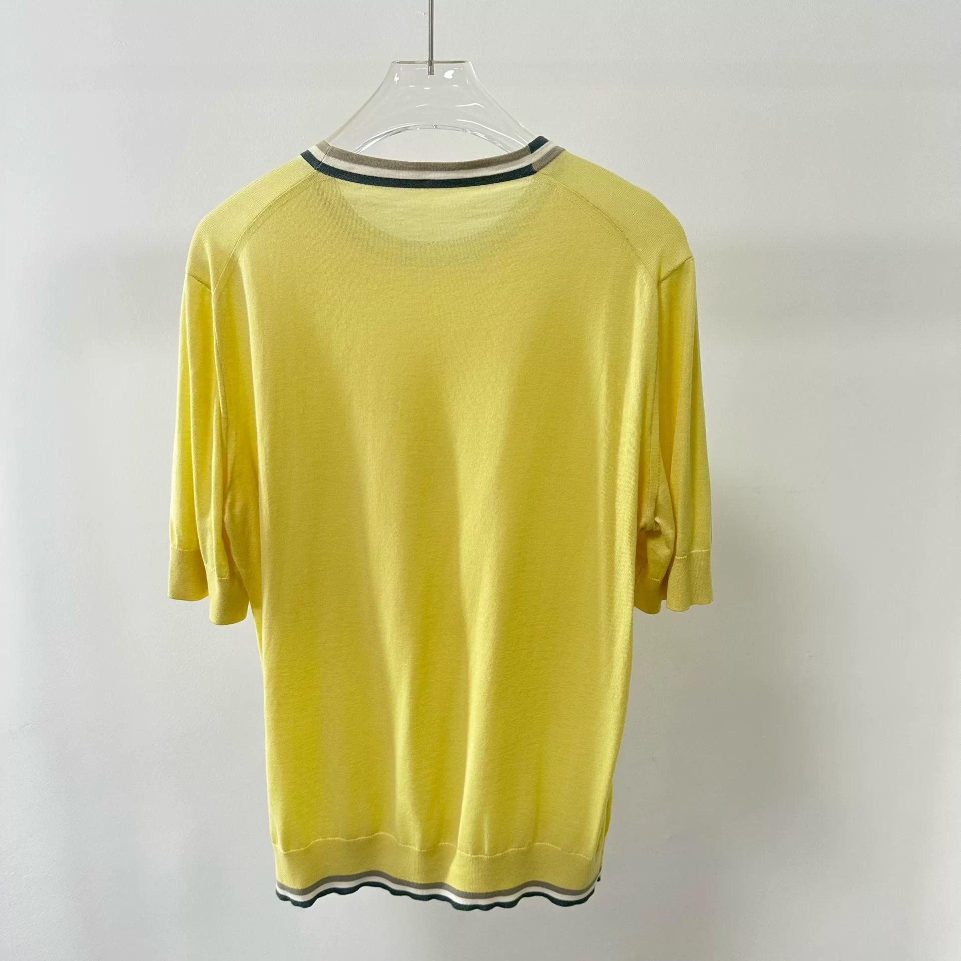 Hermes Yellow Short-Sleeve Knit Pullover — back