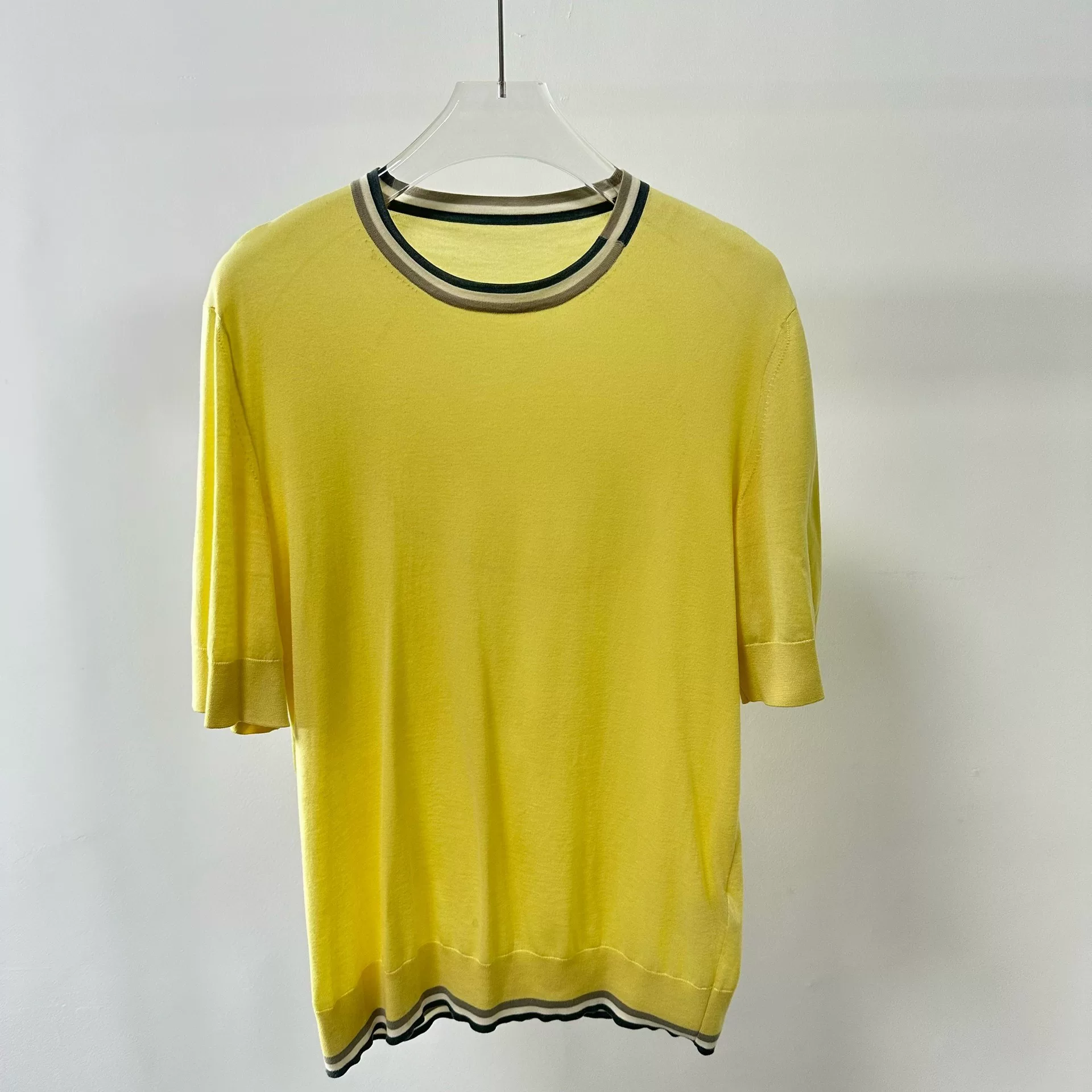 Hermes Yellow Short-Sleeve Knit Pullover