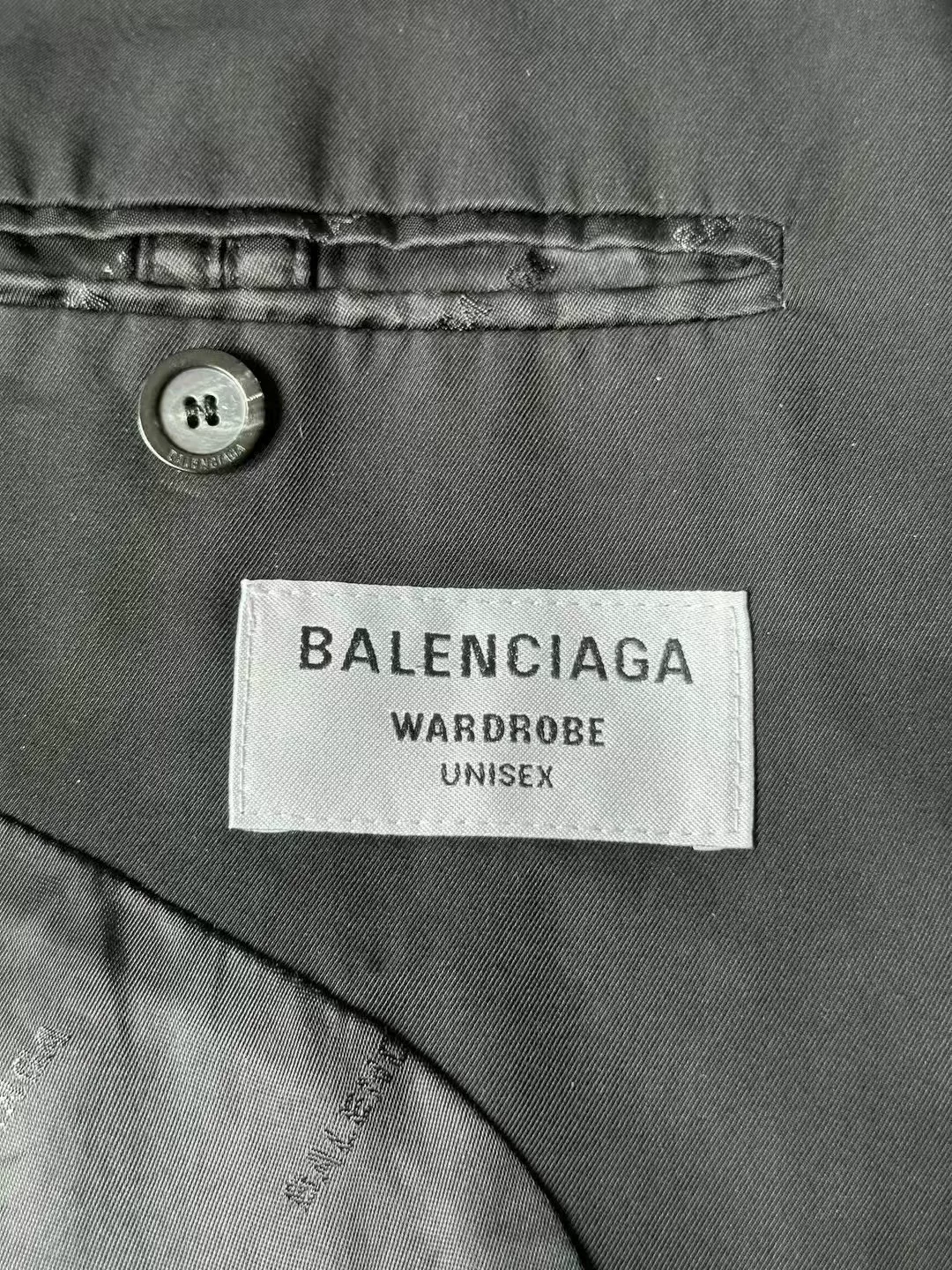 Balenciaga Black Sleeve Logo Suit Jacket — back