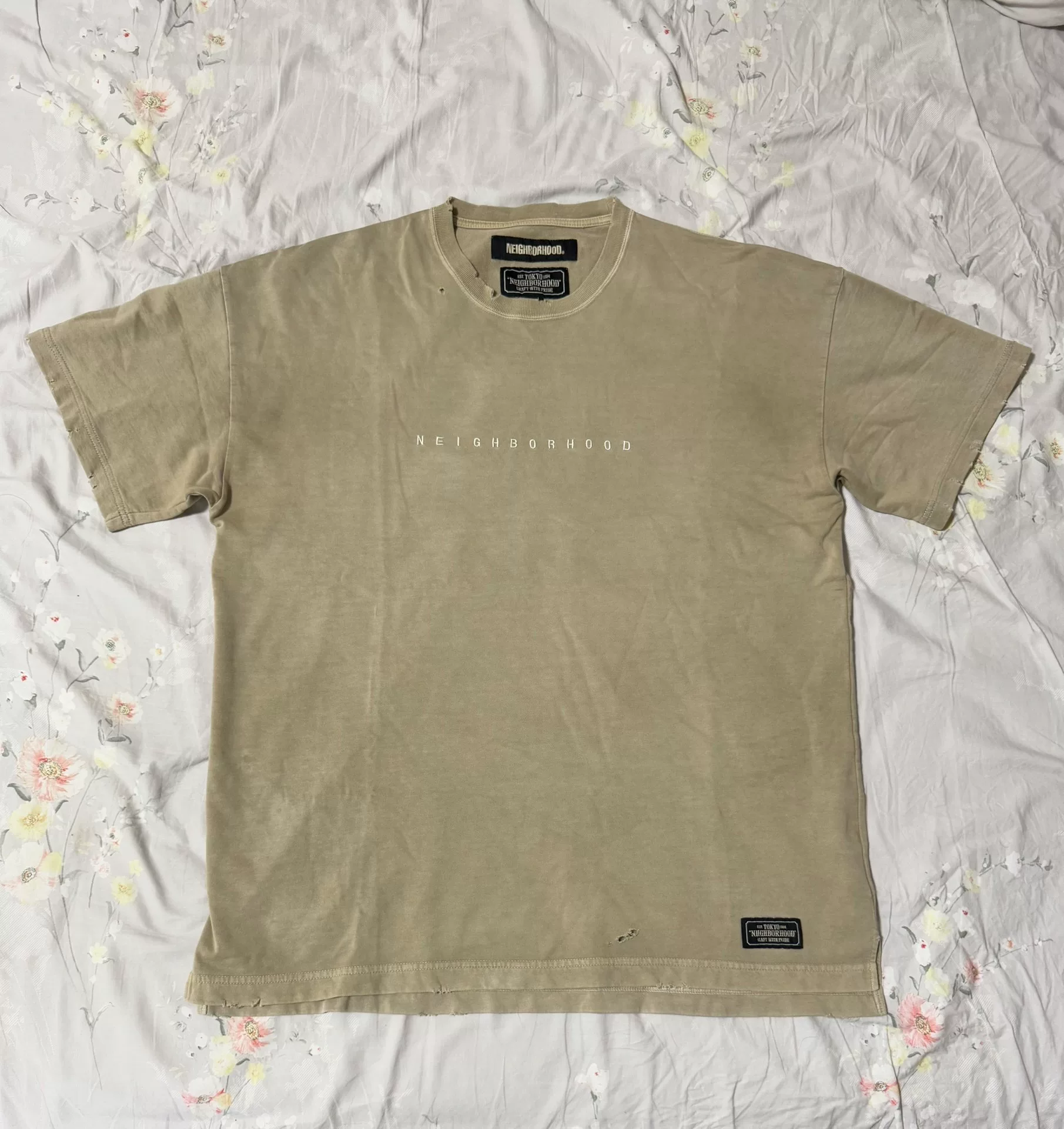NEIGHBORHOOD 19AW Wax-Dyed Distressed T-shirt