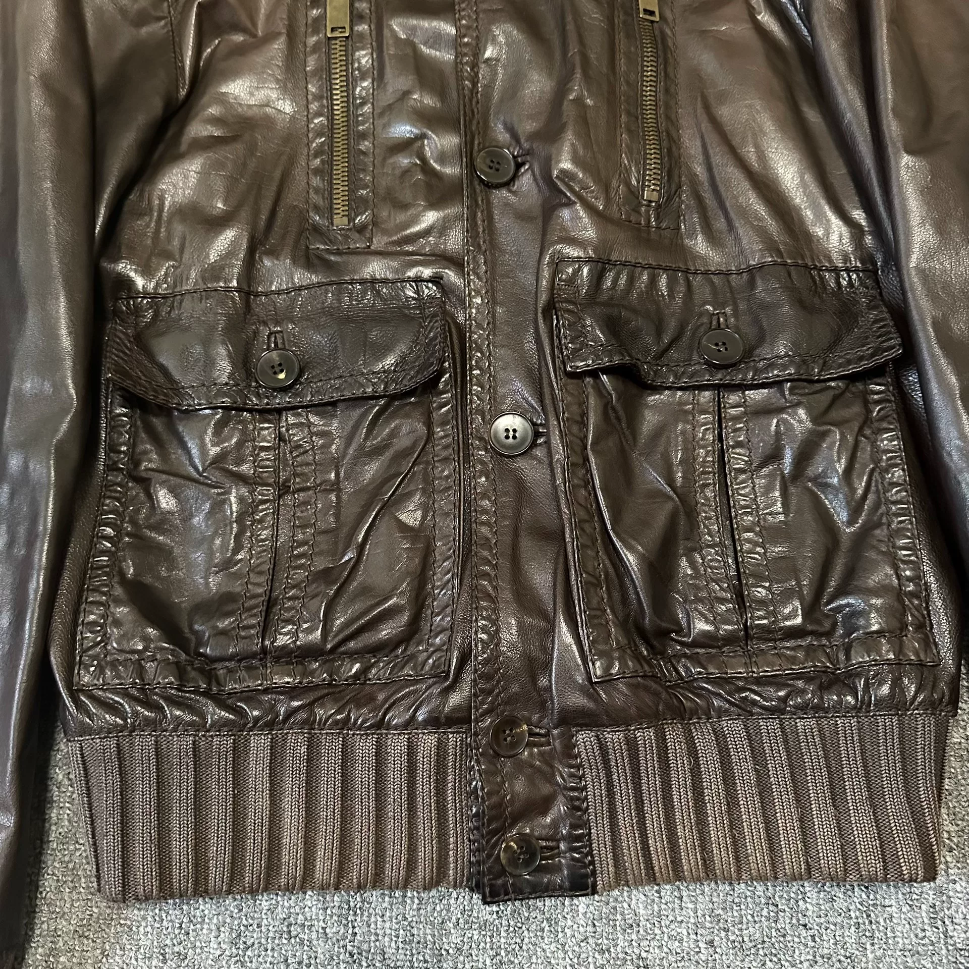 Gucci Brown Leather Moto Jacket — back