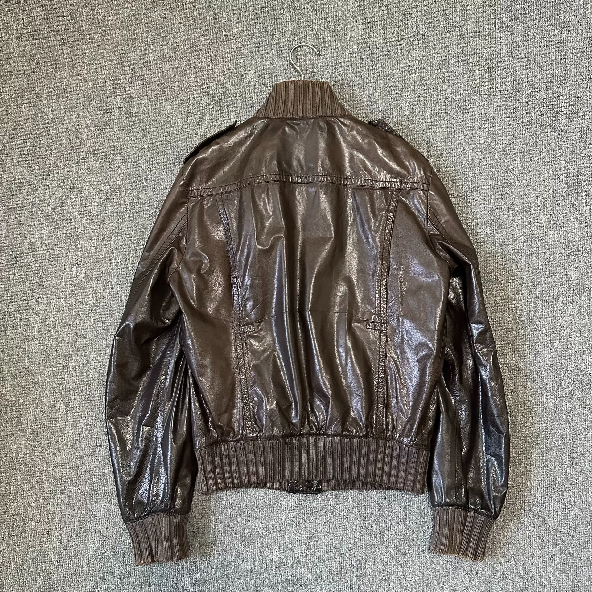 Gucci Brown Leather Moto Jacket — label