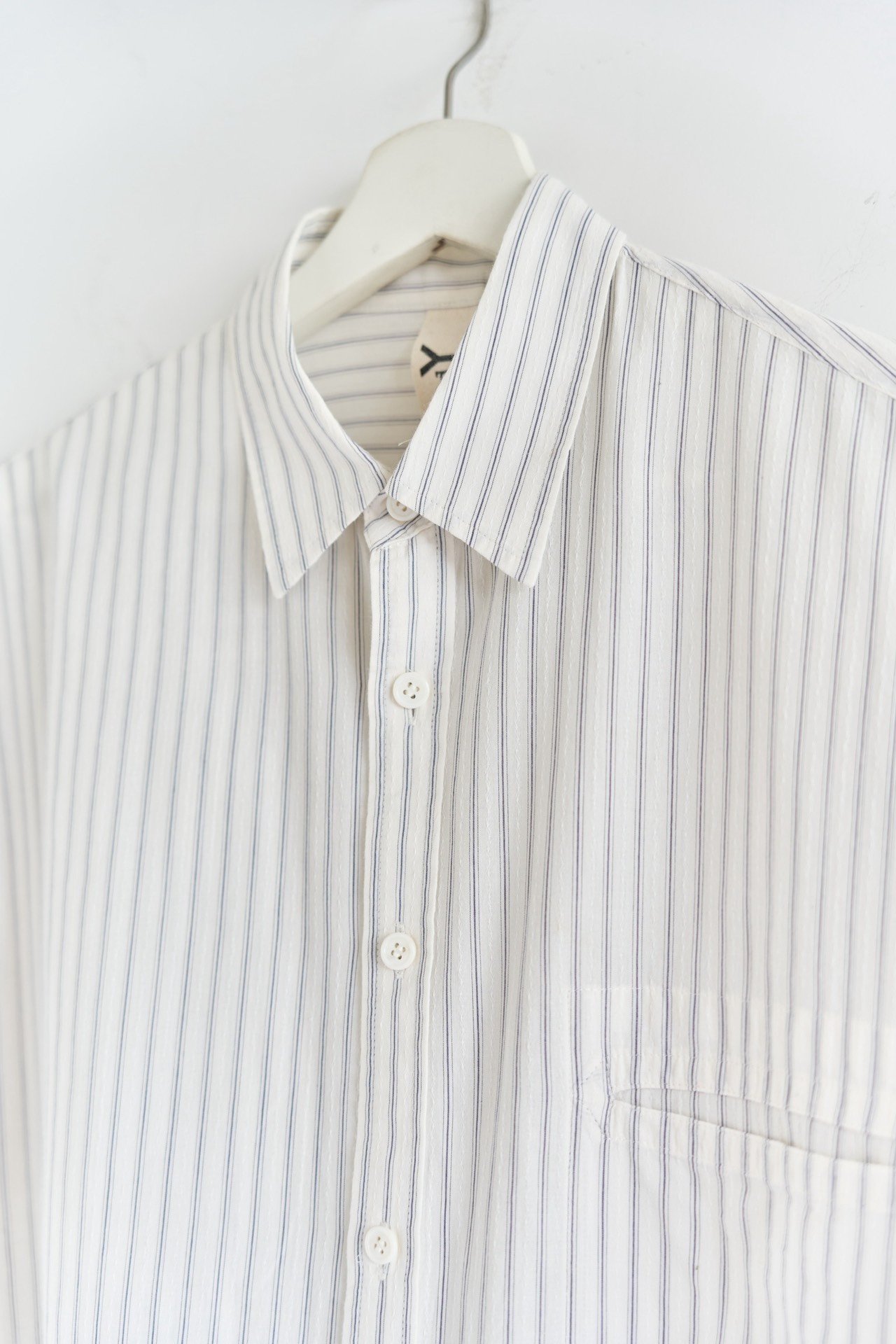 Yohji Yamamoto 24SS Striped White Shirt — detail