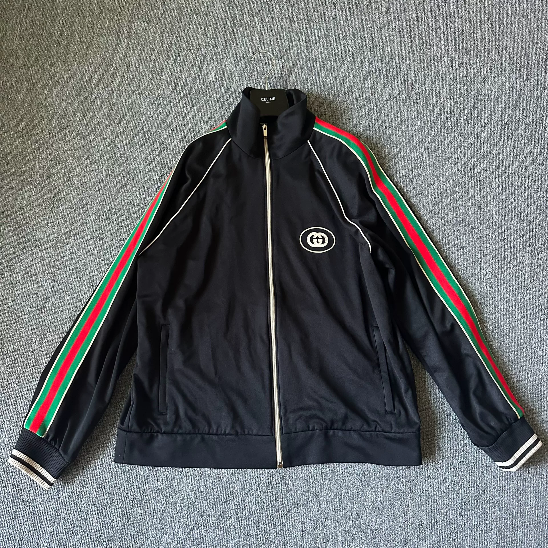 Gucci GG Logo Red-Green Stripe Jacket