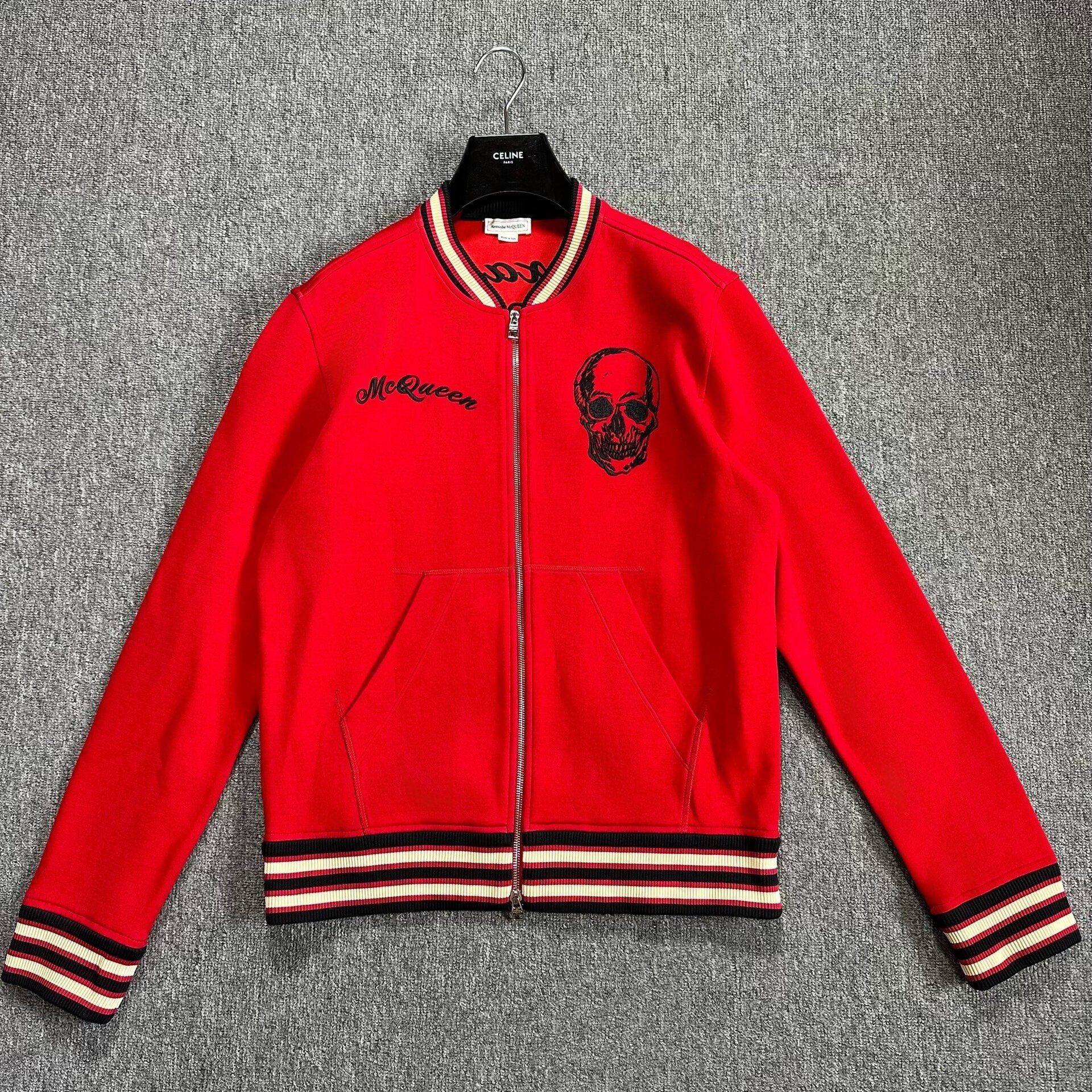 Alexander McQueen Red Skull Baseball Jacket