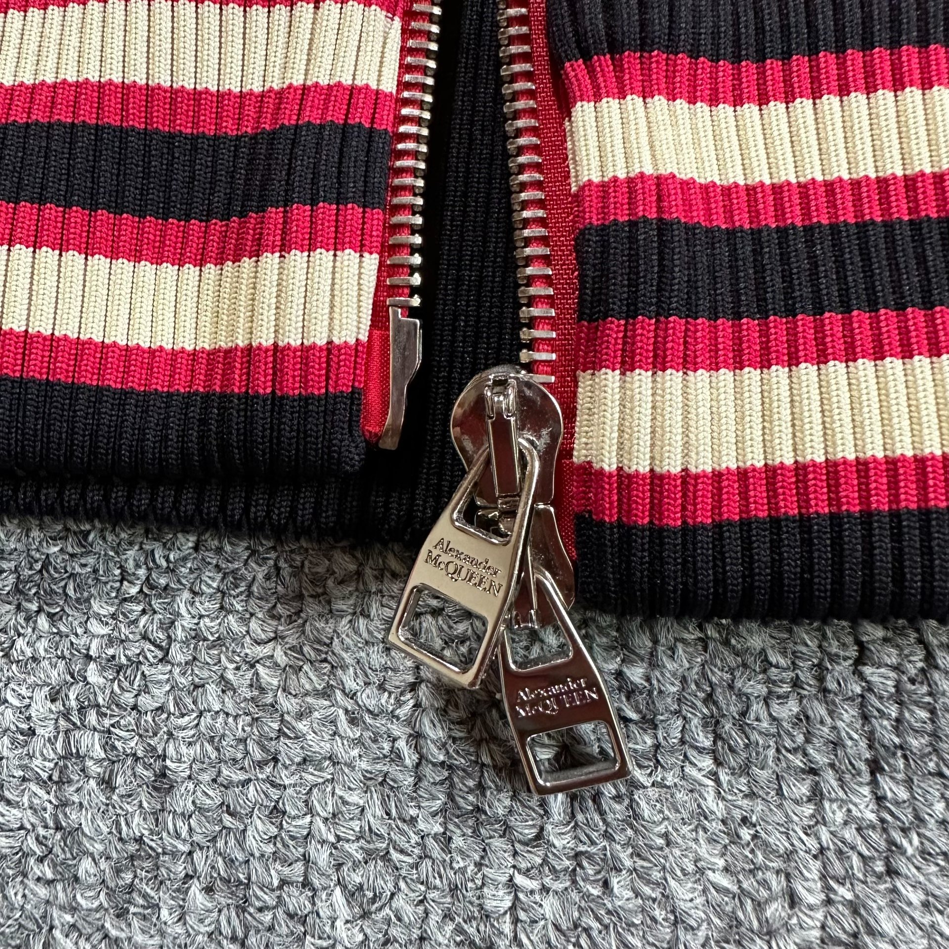 Alexander McQueen Red Skull Baseball Jacket — label