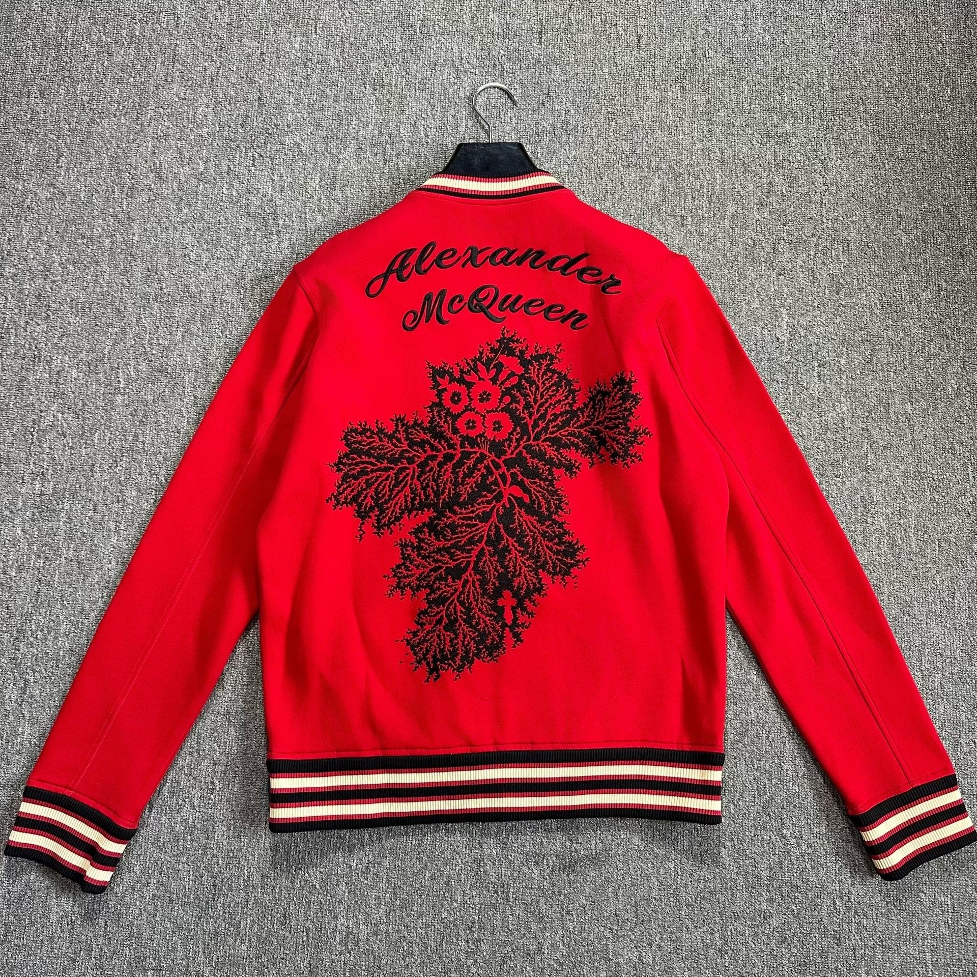 Alexander McQueen Red Skull Baseball Jacket — back