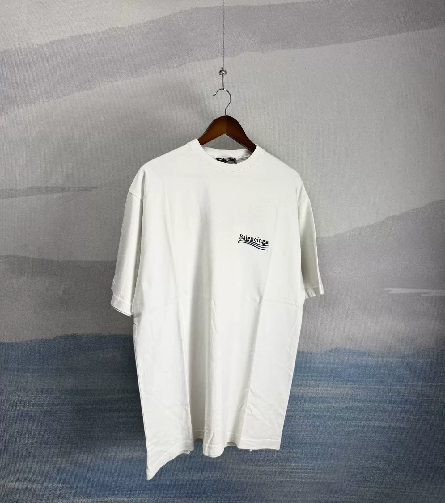 Balenciaga White Coke Embroidery Short-Sleeve Tee