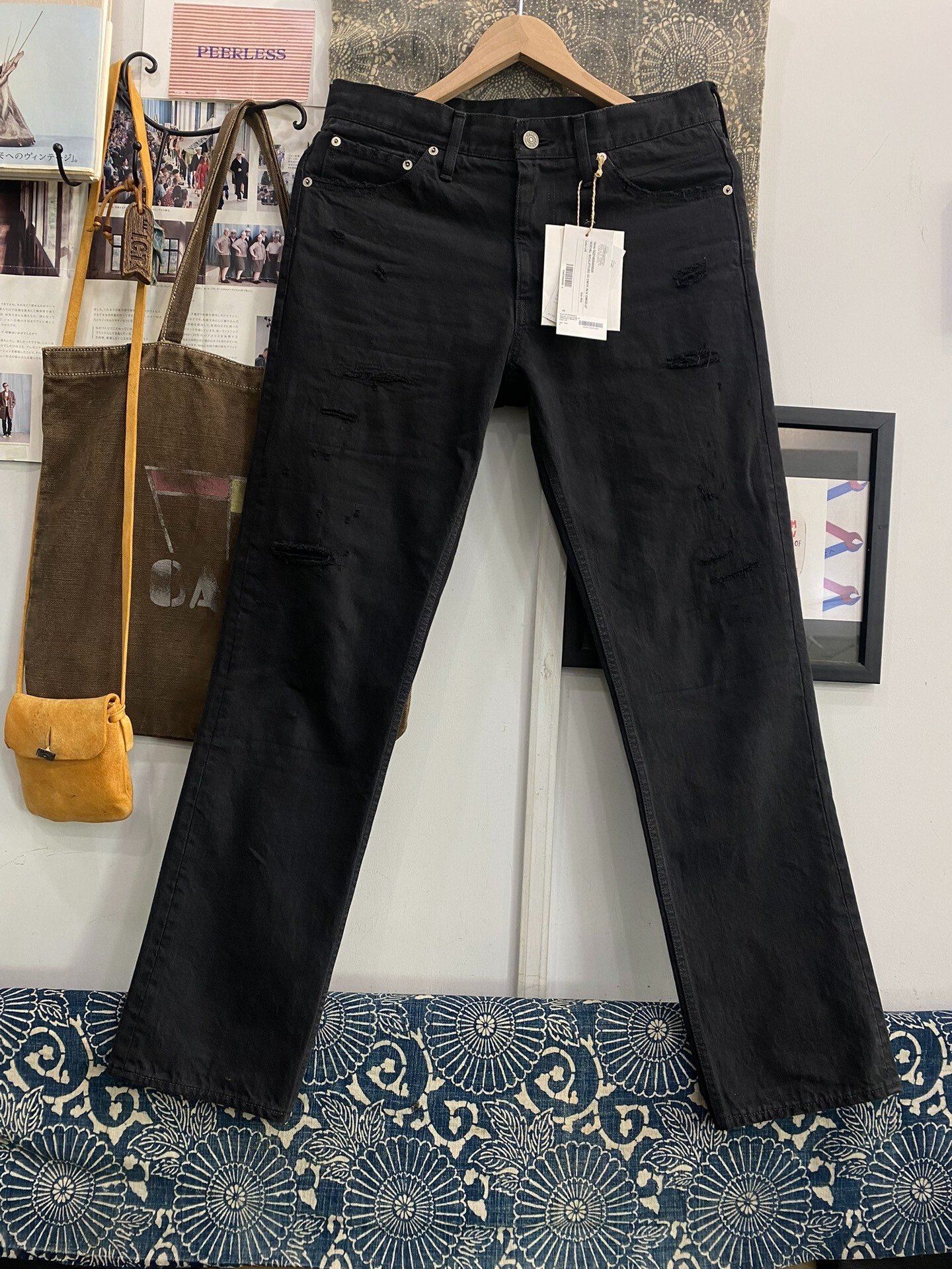VISVIM 21AW Distressed Black Jeans