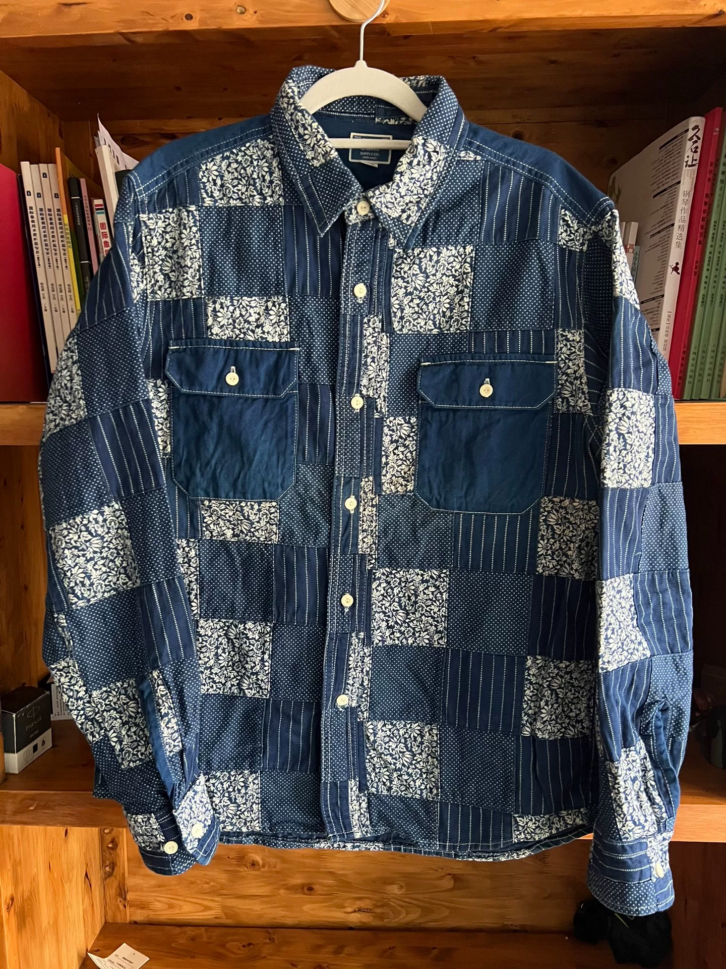 Calee Indigo Dyed Patchwork Shirt