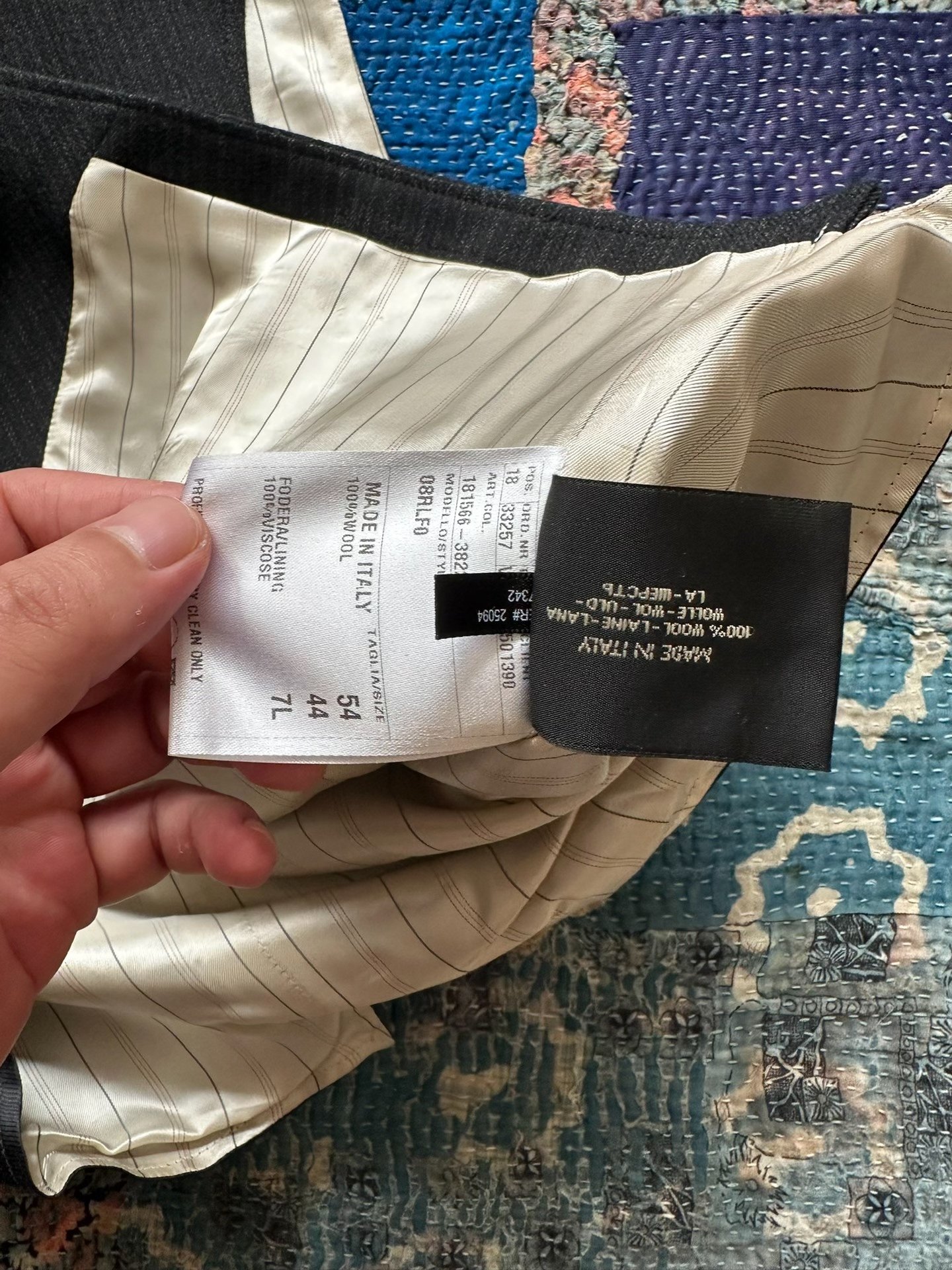 RRL Dark Gray Striped Wool Vest — back