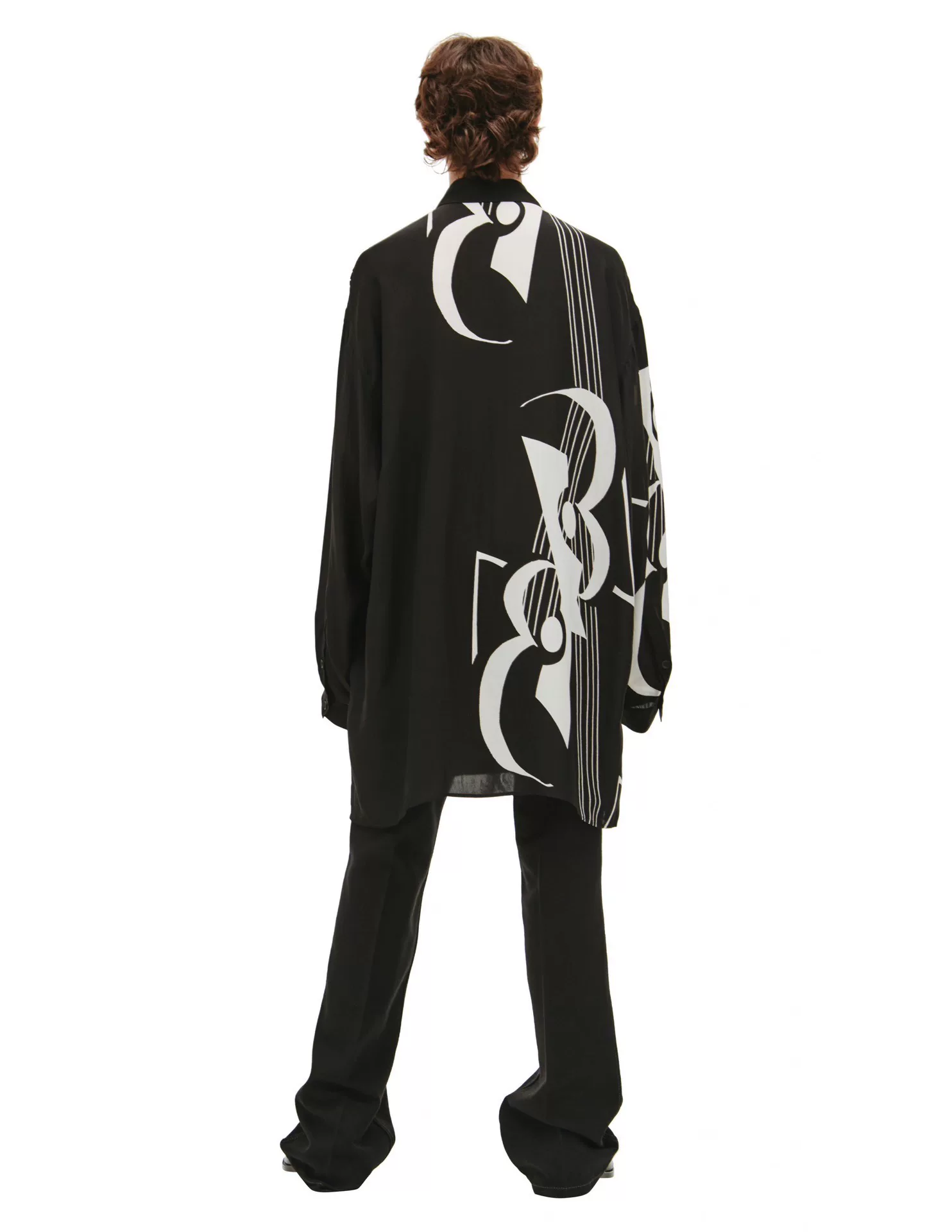 Yohji Yamamoto 21AW Silk Abstract Shirt — label
