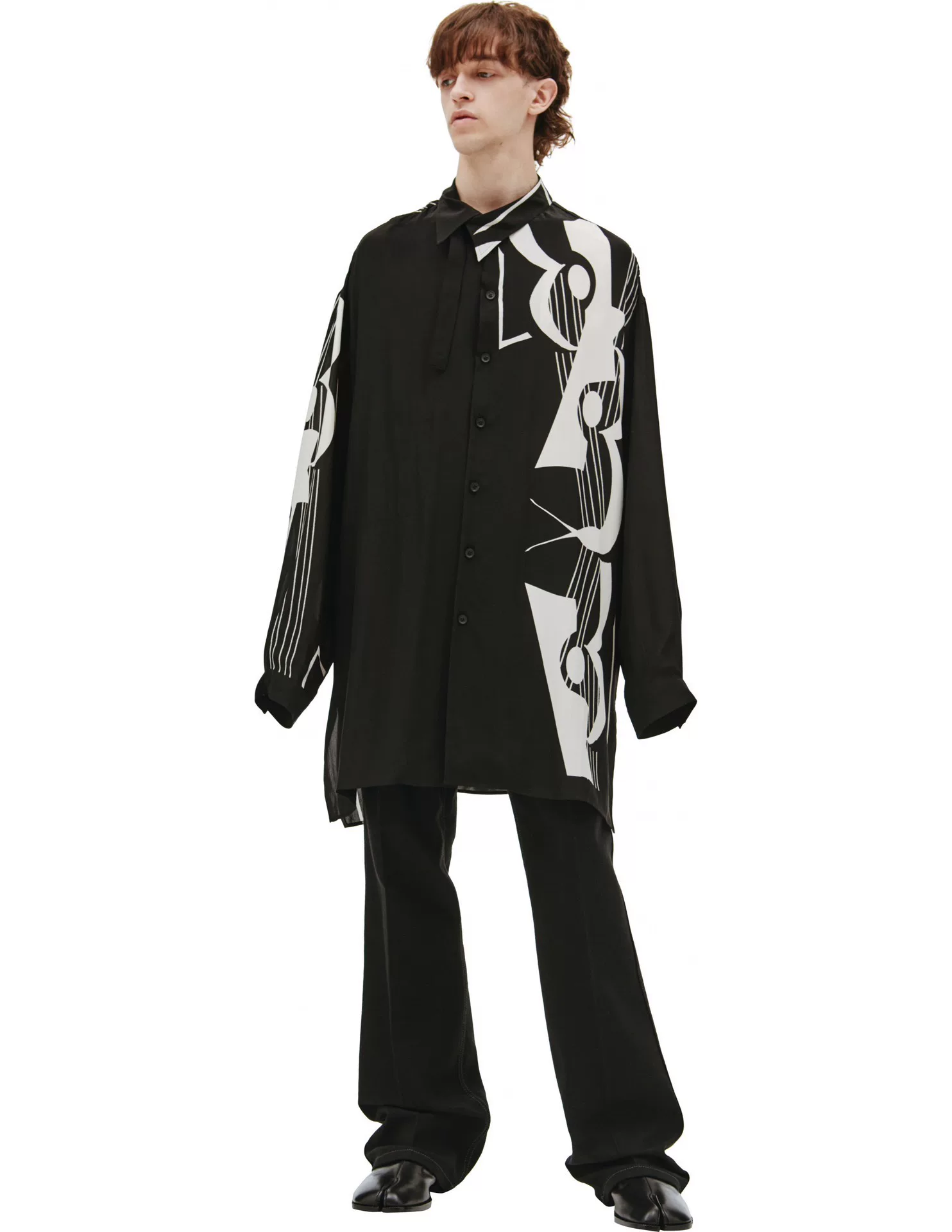 Yohji Yamamoto 21AW Silk Abstract Shirt — back