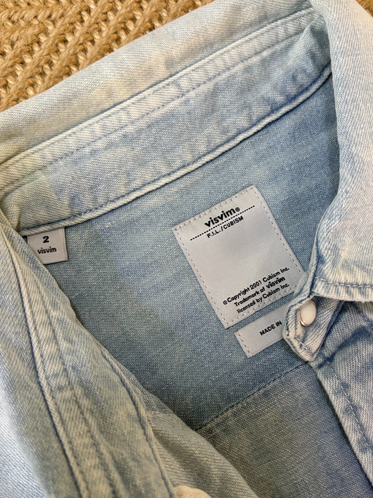 visvim 16SS SOCIAL SCULPTURE SHIRT DMGD — label