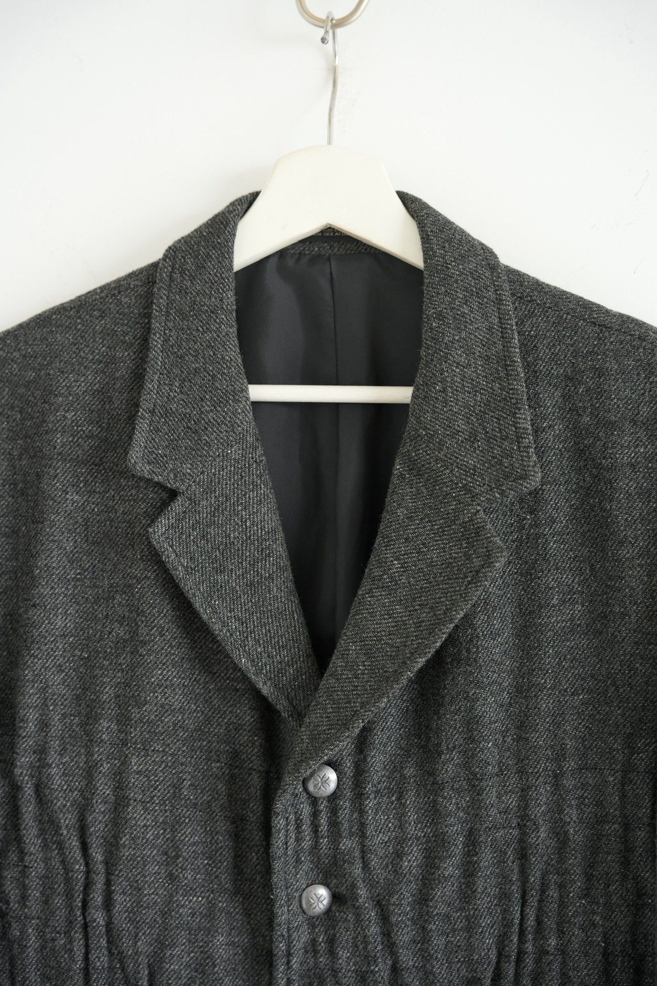 Yohji Yamamoto 05AW Pleated Silver Button Blazer — back