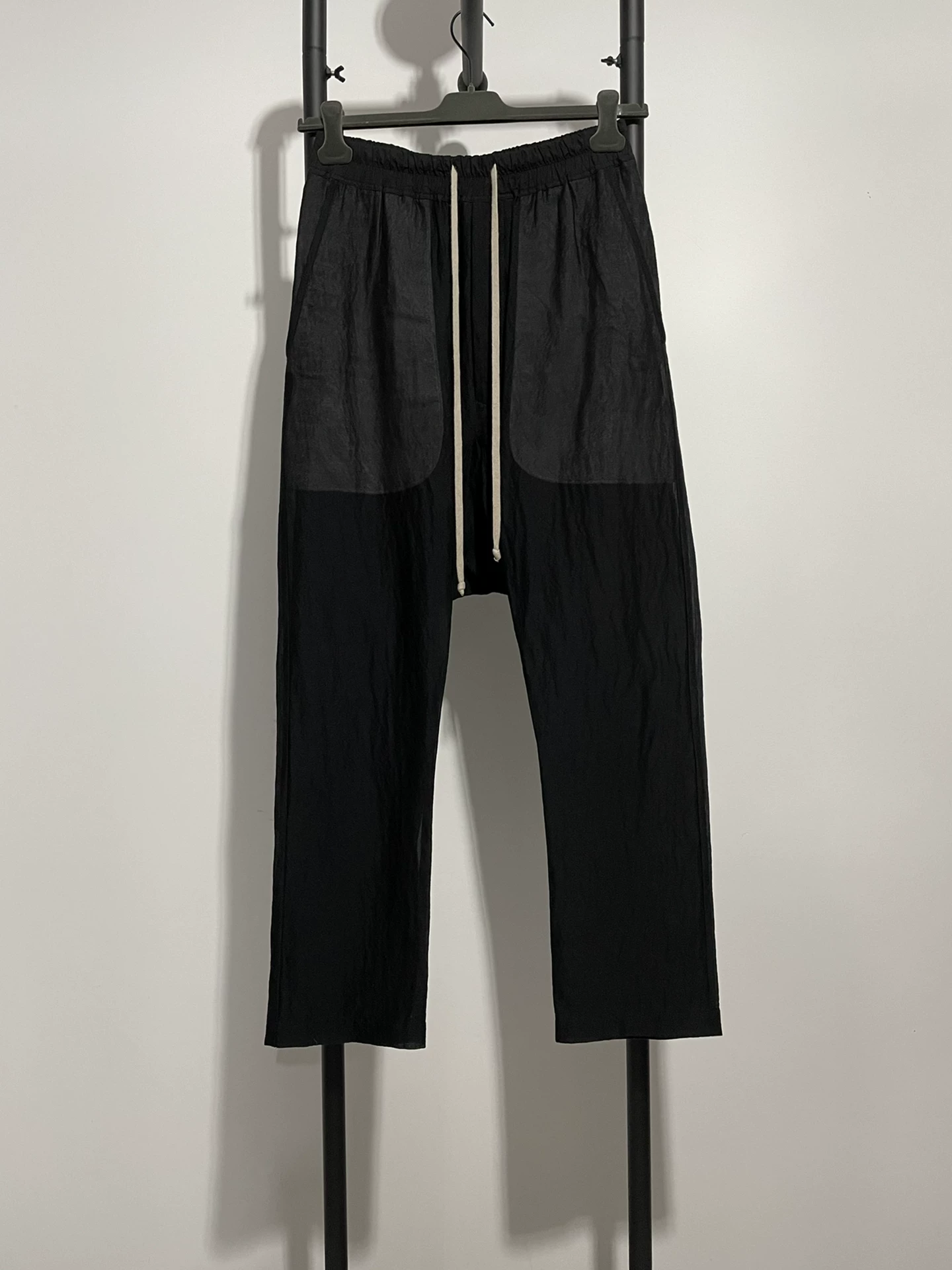 Rick Owens Black Drop-Crotch Trousers