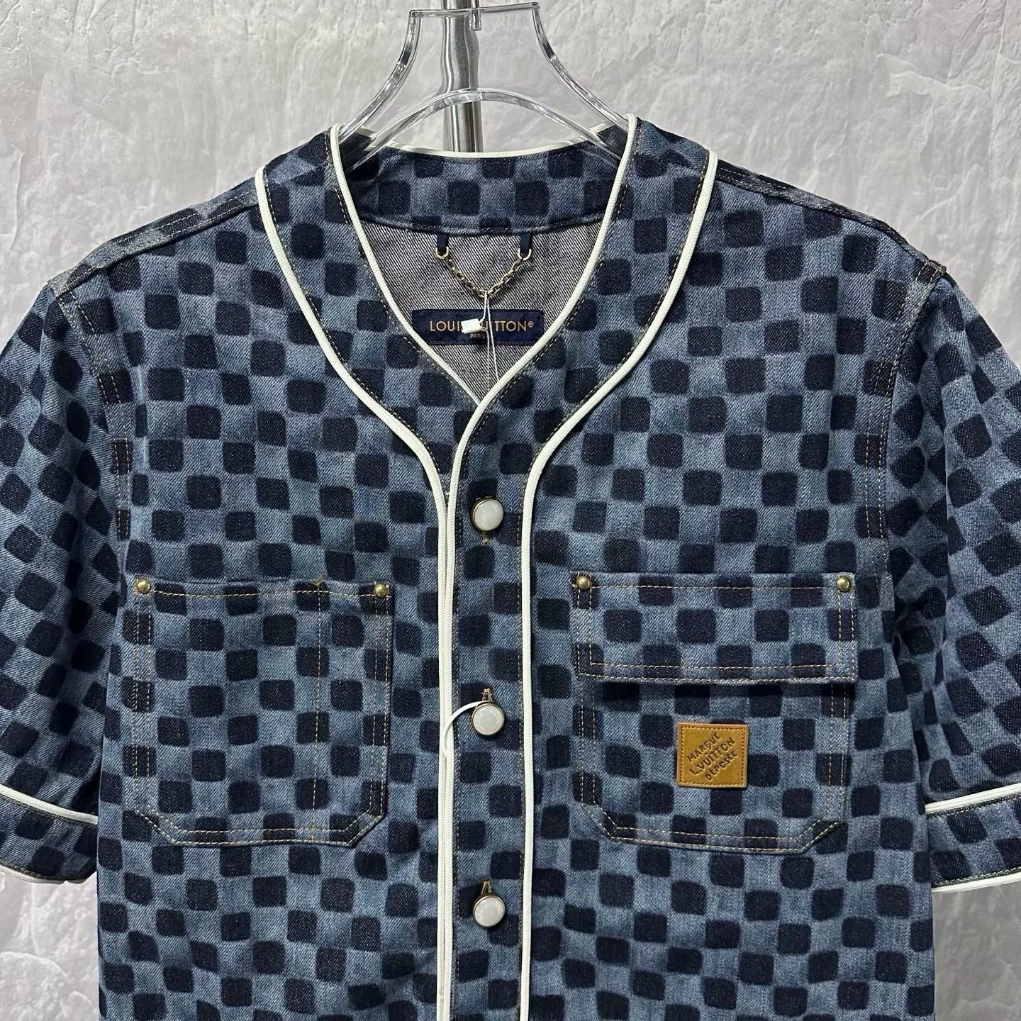 Louis Vuitton Nigo FW25 Checkered Denim Shirt — detail