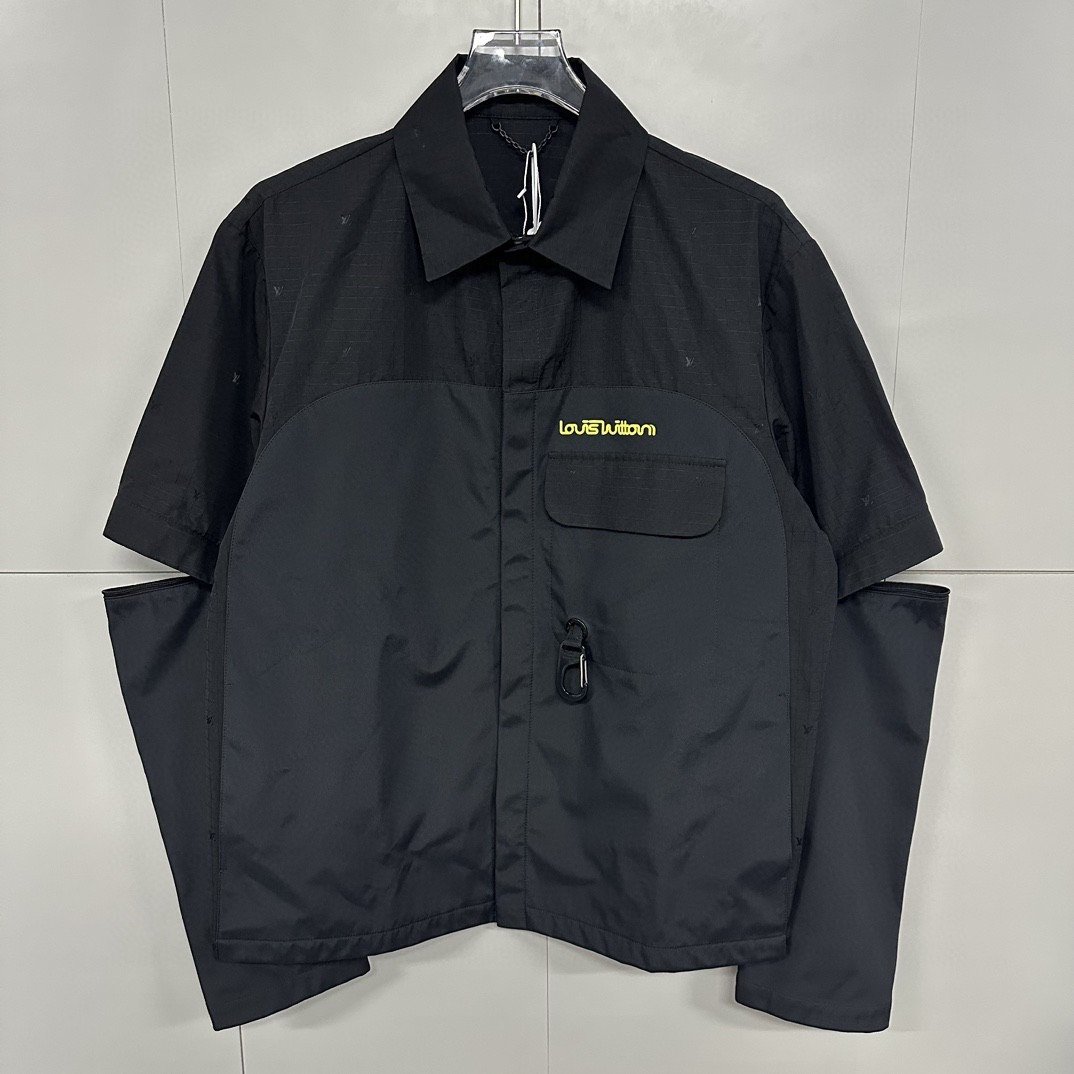 Louis Vuitton Embroidered Logo Detachable Zip Sleeve Shirt Jacket — front