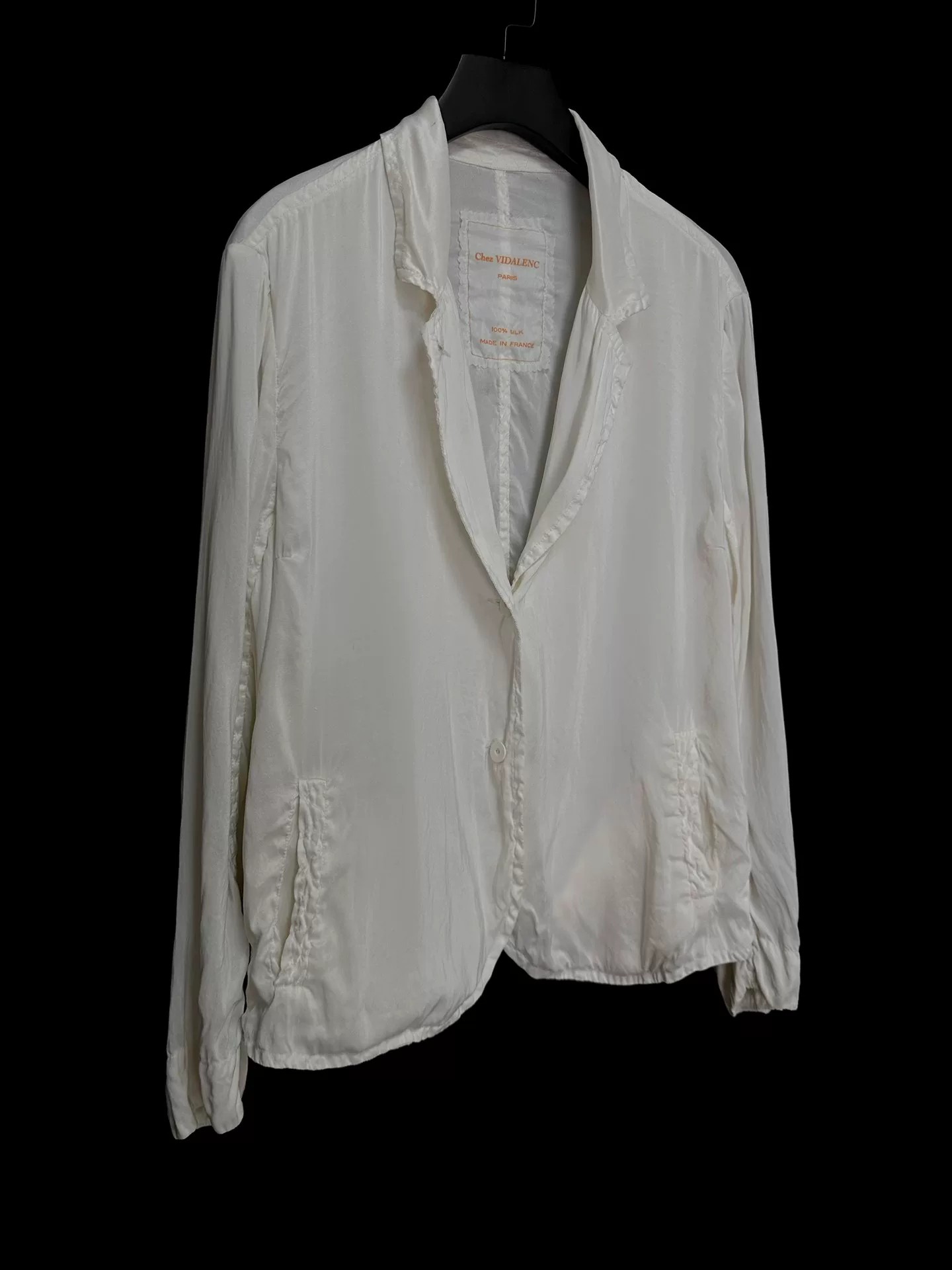 Chez VIDALENC Silk Milky White Coat — detail