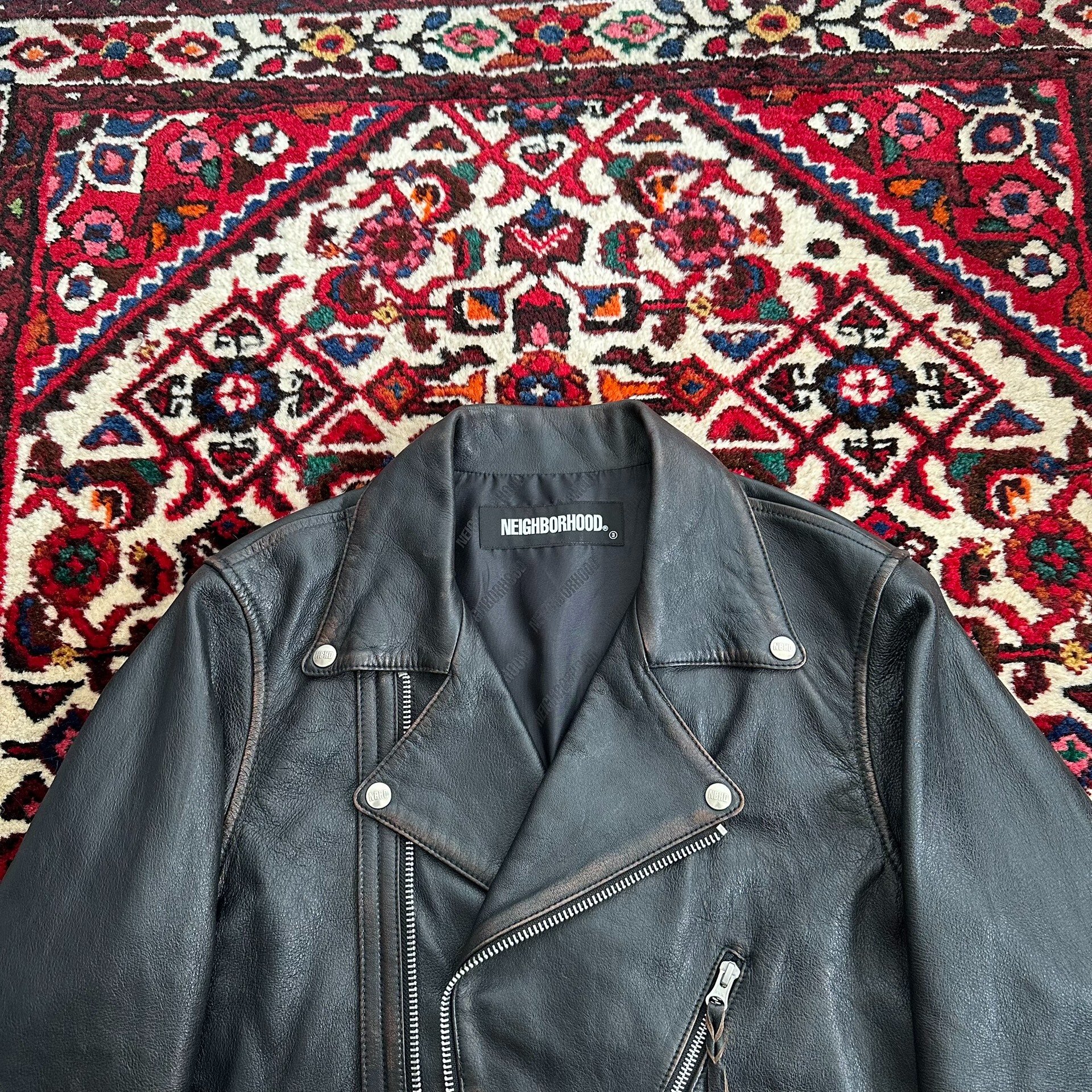 Neighborhood 20AW Motorcycle Leather Jacket M — label
