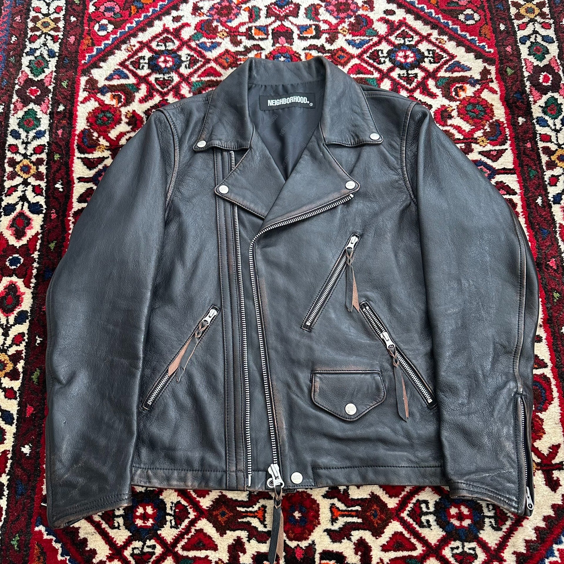 Neighborhood 20AW Motorcycle Leather Jacket M — front