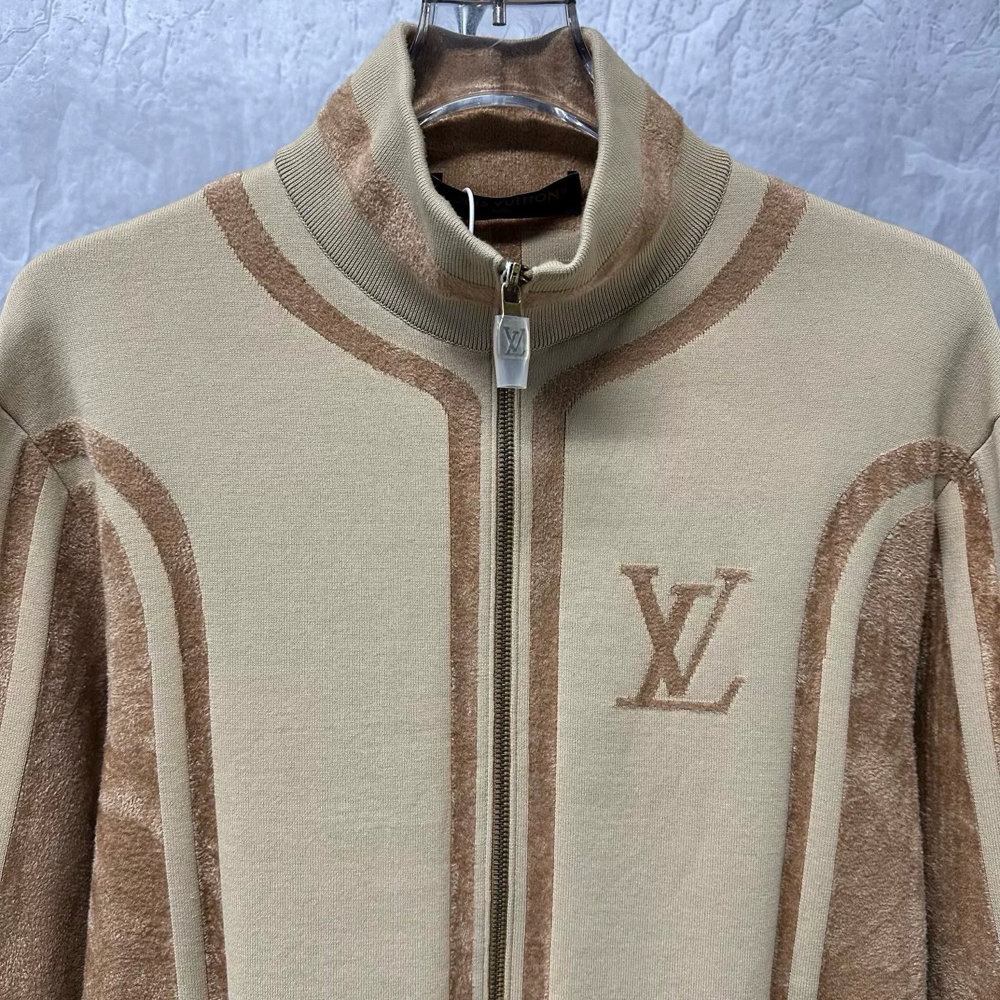 Louis Vuitton SS26 Logo Knit Zip Jacket — front