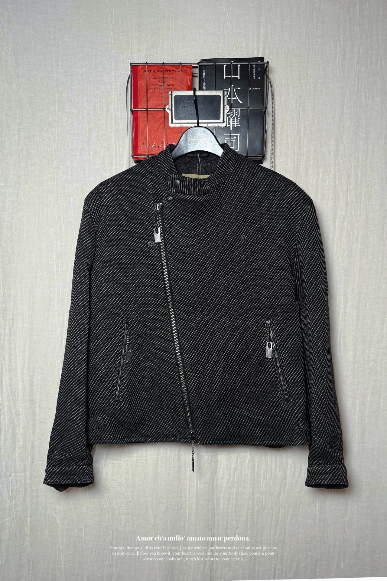 Yohji Yamamoto 24AW Herringbone Biker Jacket — label